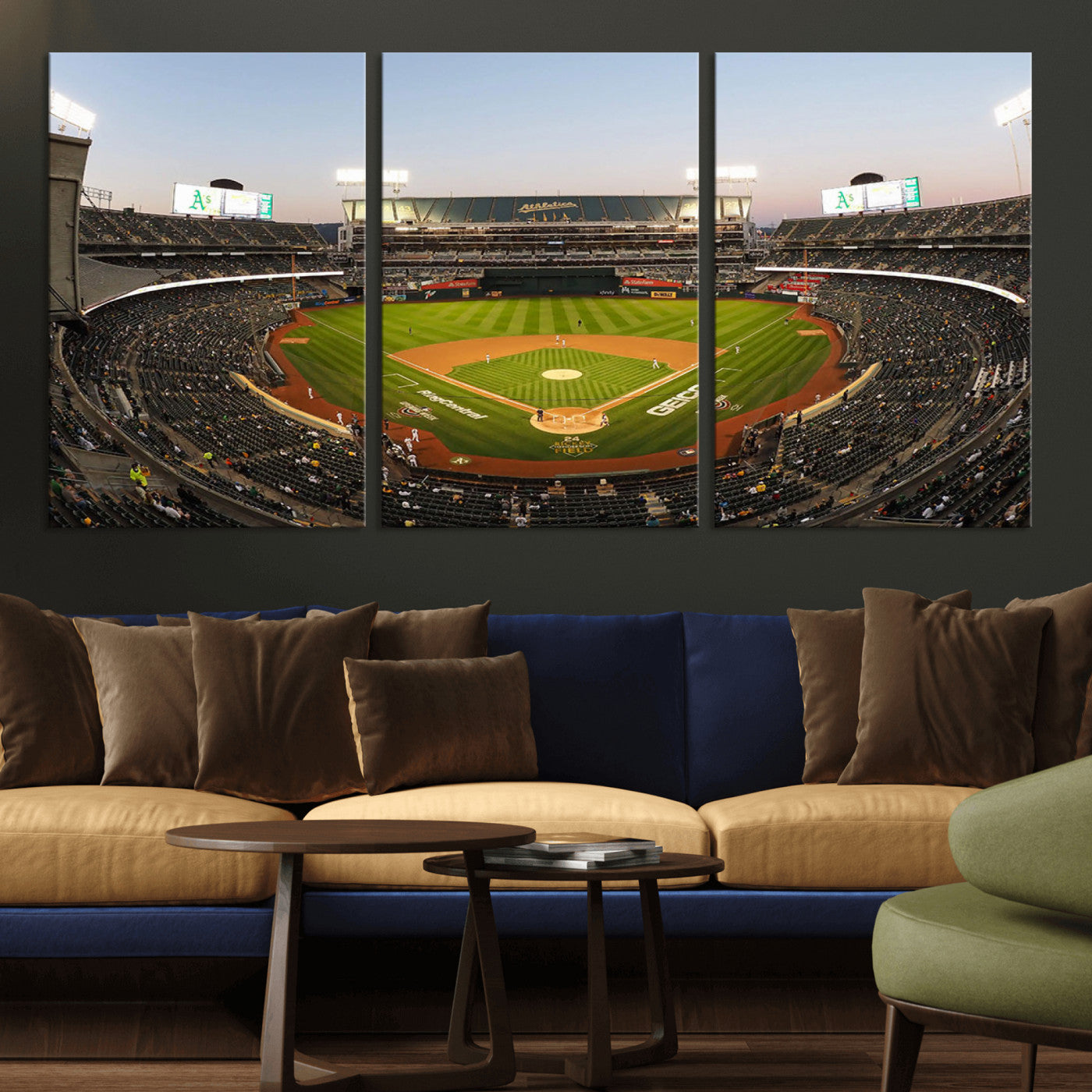 -Oakland Athletics Baseball Team Print - RingCentral Coliseum Stadium Wall Art Canvas Print
