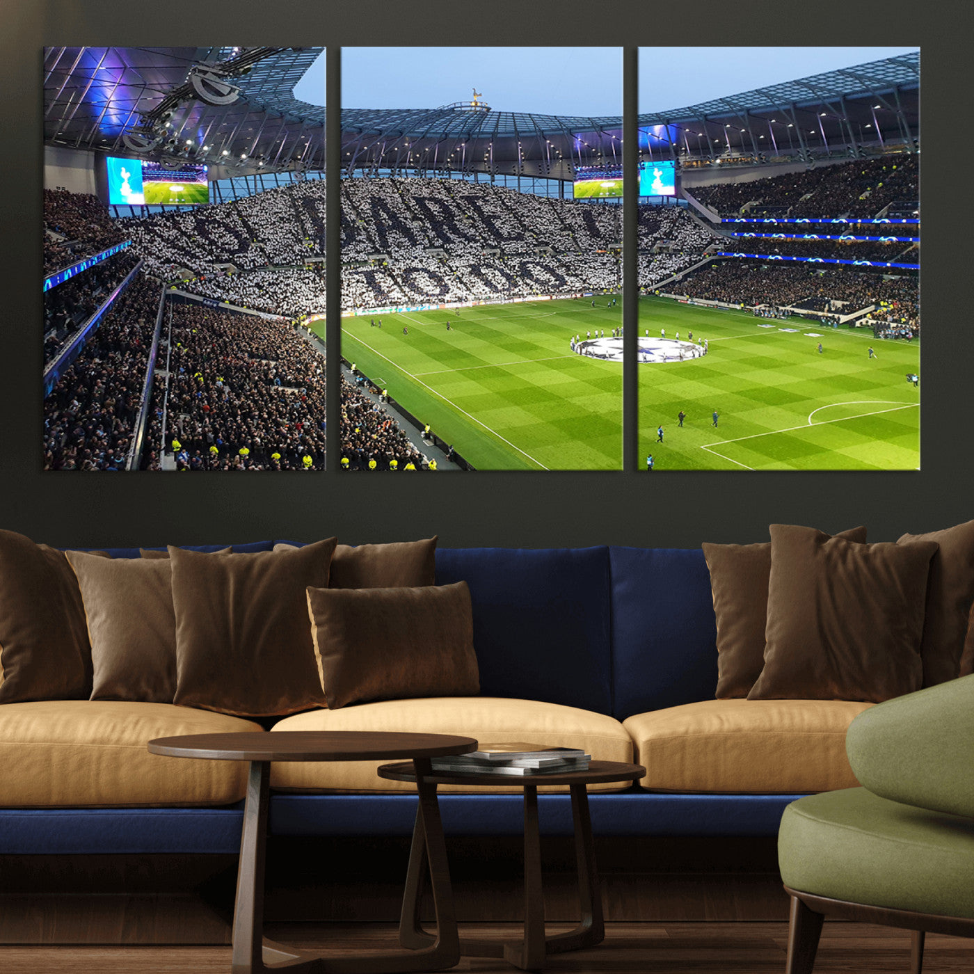 -Tottenham Hotspur Stadium Canvas Print, Match Day Triple Canvas Wall Art - Premier League Football