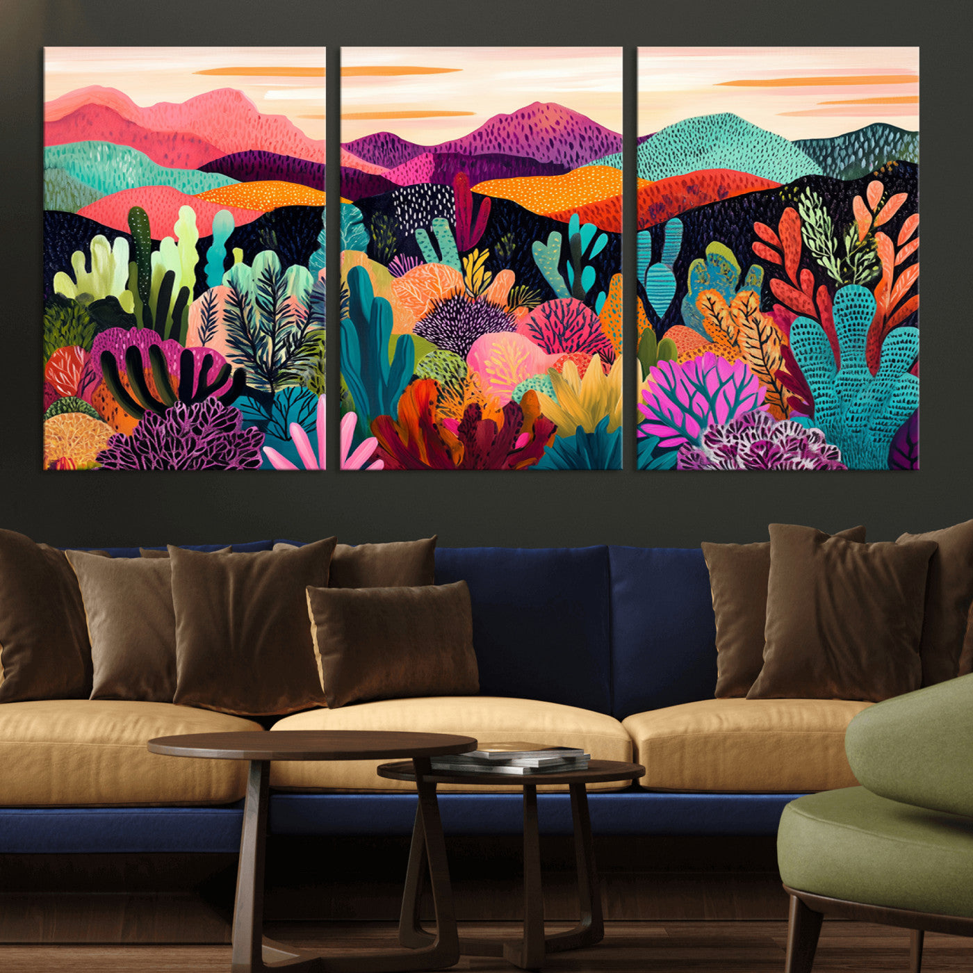 68438-MGV-CV-36X24-Abstract Kusama Print - Landscape Canvas Wall Art Print - Vibrant Modern Decor for Living Room,