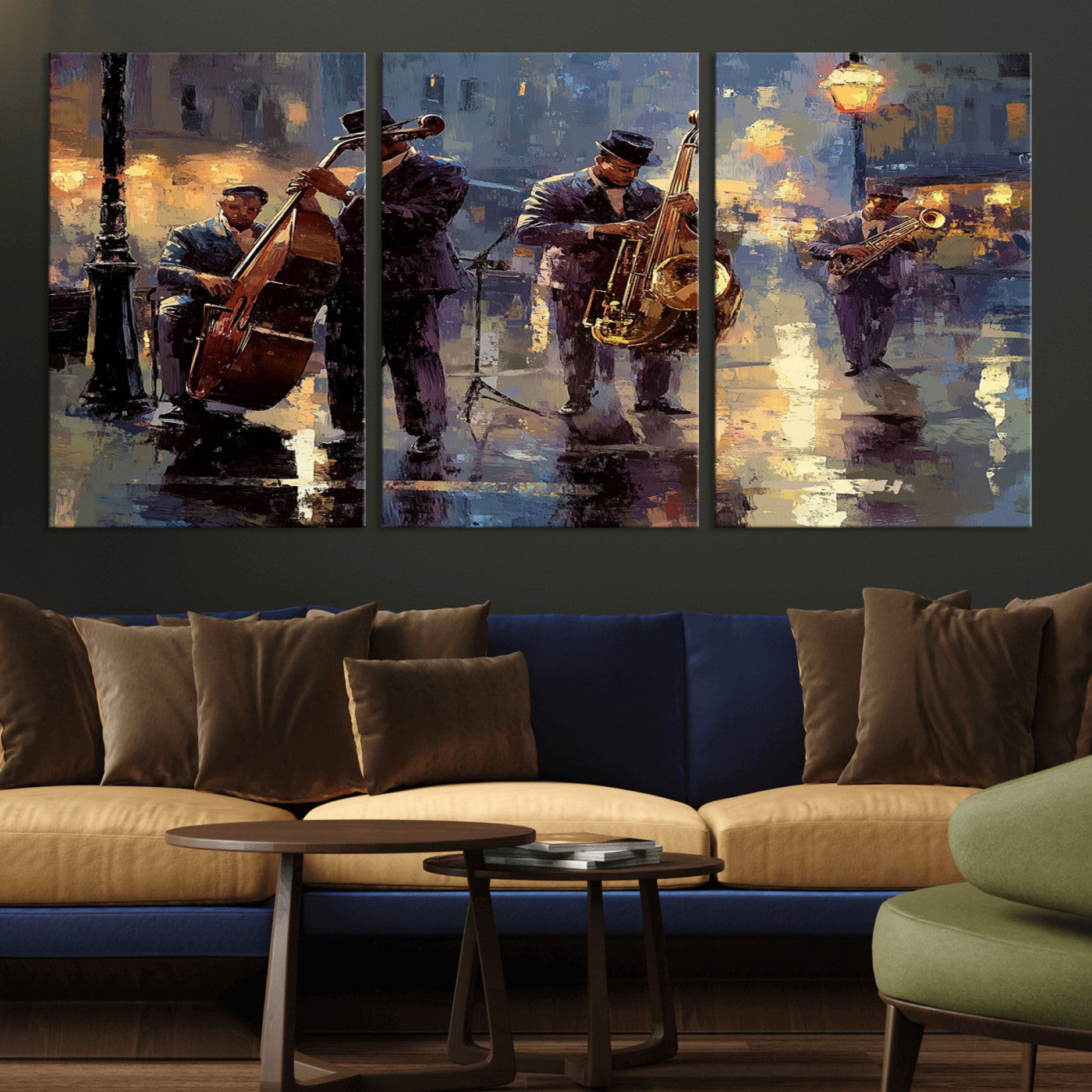 79232-MGV-CV-36X24-Afro Abstract Jazz Music Canvas Print - African American Wall Art - Colorful Framed Afro Abstract