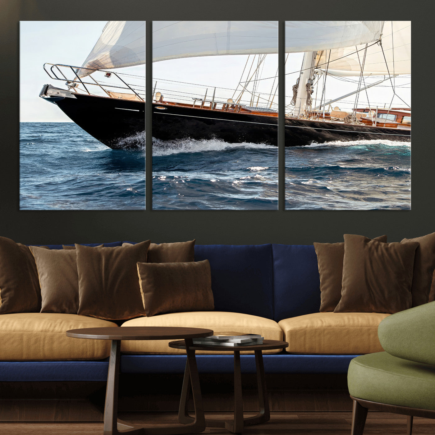97168626-MGV-CV-36X24 - Boat Yacht Wall Art – Ocean Waves & Sailing Adventure Canvas Print, Nautical Elegance & Marine Journey for Living Room or Luxury Decor