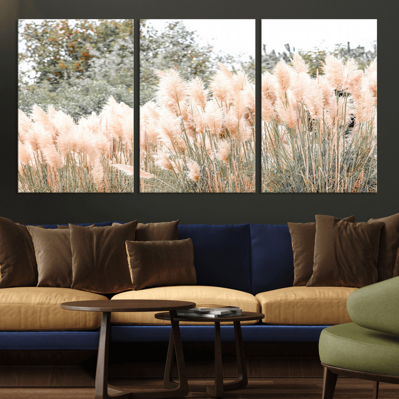 21826392-MGV-CV-36X24 - Pampas Grass Wall Art – Soft Blush Hues and Natural Texture Canvas Print, Serene Outdoors & Botanical Charm for Living Room or Nature Decor