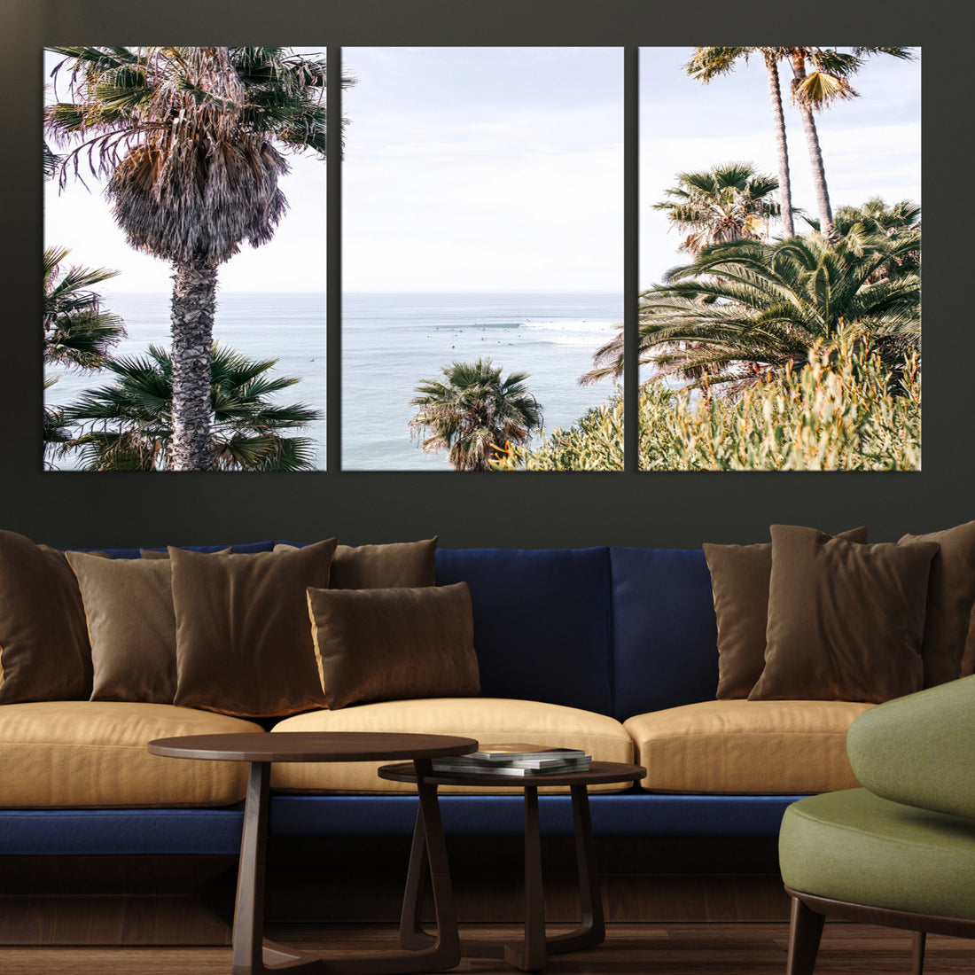 Coastal Palm Trees Wall Art Canvas Print | Framed Ocean Breeze View