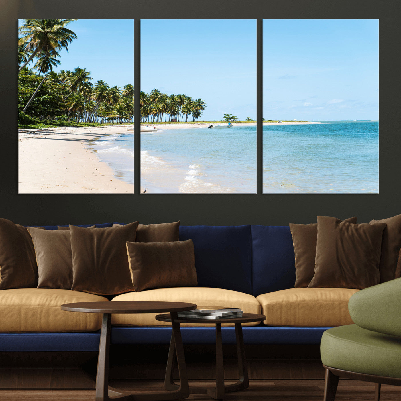 37858872-MGV-CV-36X24 - Palm Tree Paradise Coastal Wall Art – Beach Scene and Ocean Breeze Canvas Print Tranquil Tropical Shore Decor for Living Room, Bedroom or Office