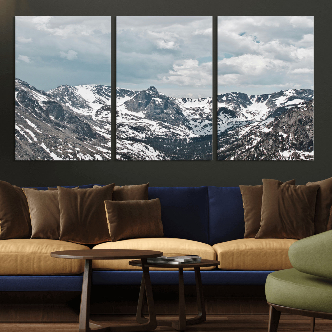 94074619-MGV-CV-36X24-Snowy Peaks Wall Art Canvas Print – Alpine Wilderness Mountain Escape Winter Serenity Artwork for Home, Office