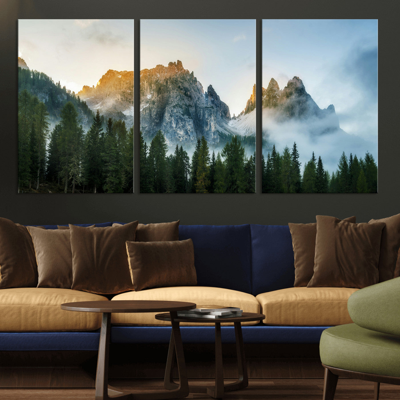 21145440-MGV-CV-36X24-Wilderness Wall Art Canvas Print – Misty Forest Nature Landscape Photography Rustic Scenic Artwork for Home, Office