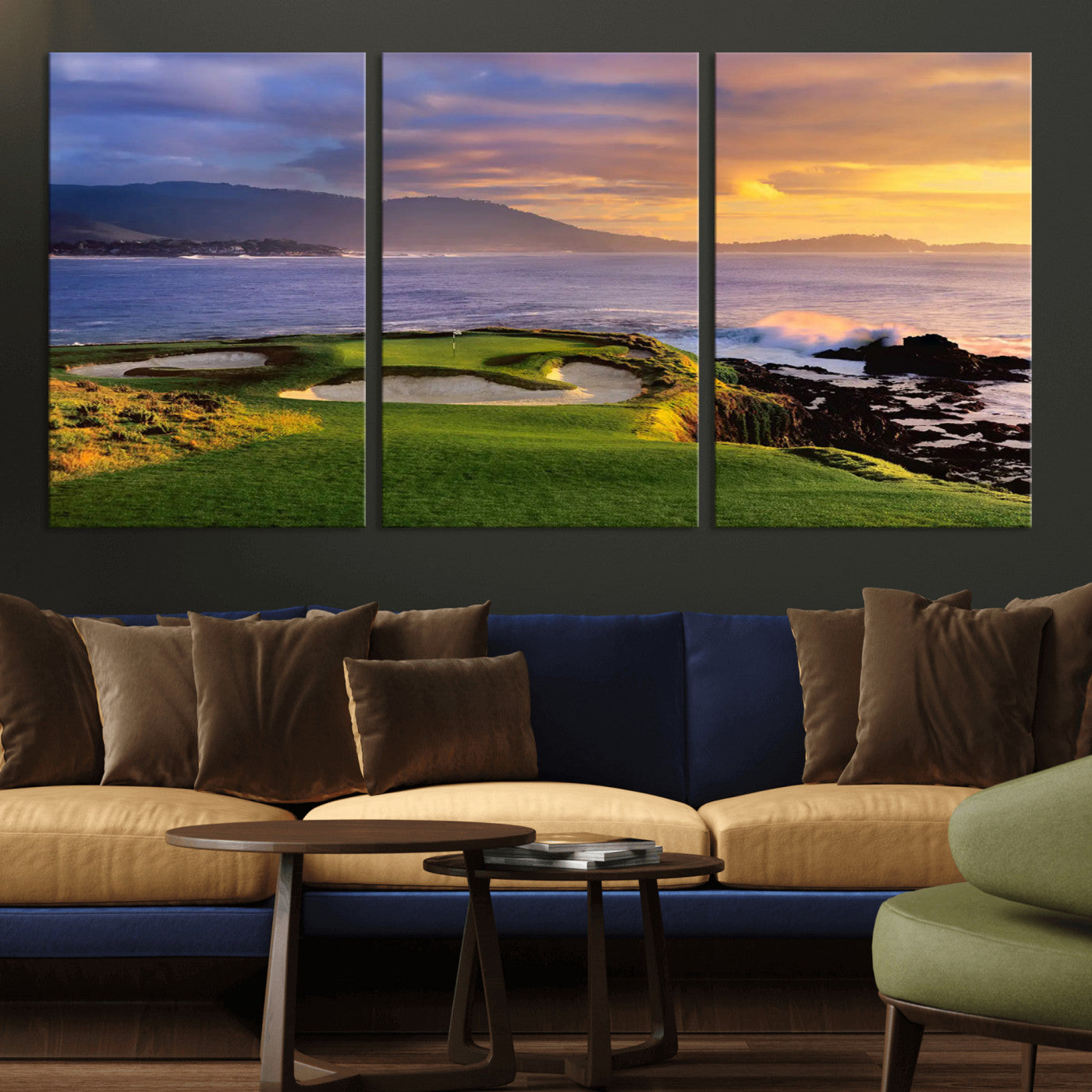 73699248-MGV-CV-36X24-Pebble Beach Golf Wall Art Canvas Print – Iconic Coastal Golf Course Artwork for Home, Office, Living Room