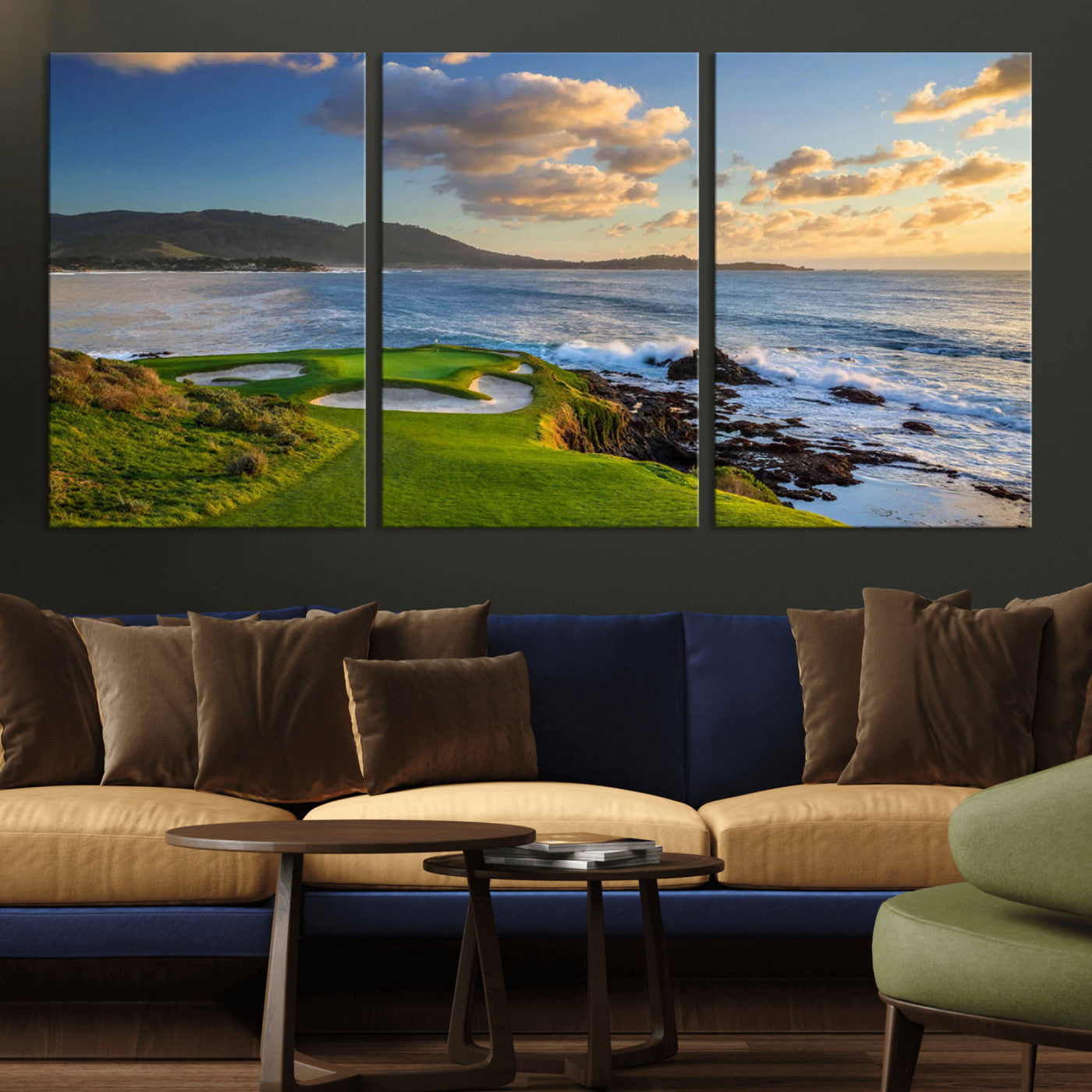 50107048-MGV-CV-36X24-Pebble Beach Golf Links Wall Art Canvas Print – Iconic Coastal Golf Course Artwork for Home, Office, Living Room