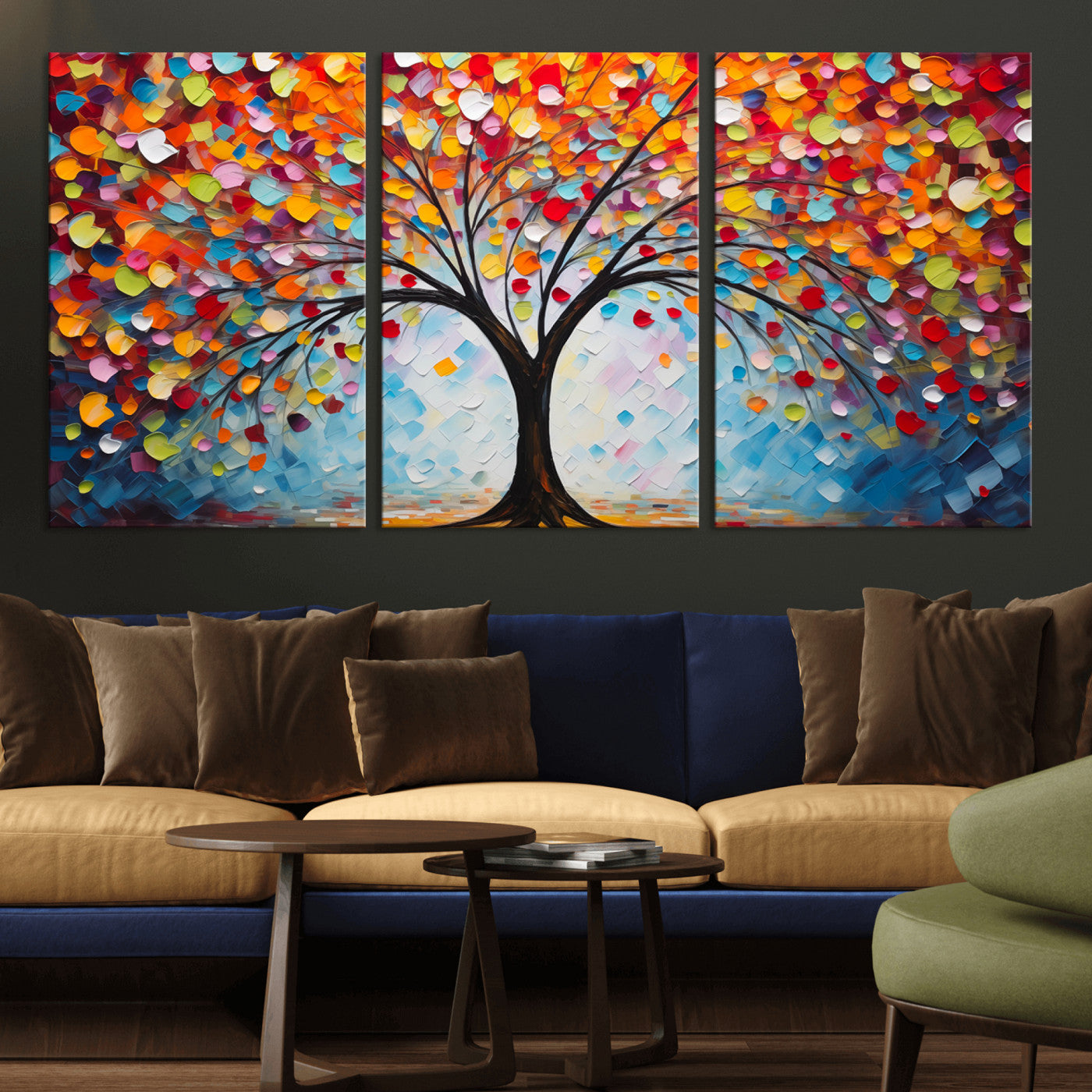 HS2447-MGV-CV-36X24-Vibrant Tree of Life Canvas Wall Art – Colorful Abstract Nature in Modern Decor - Ready to Hang