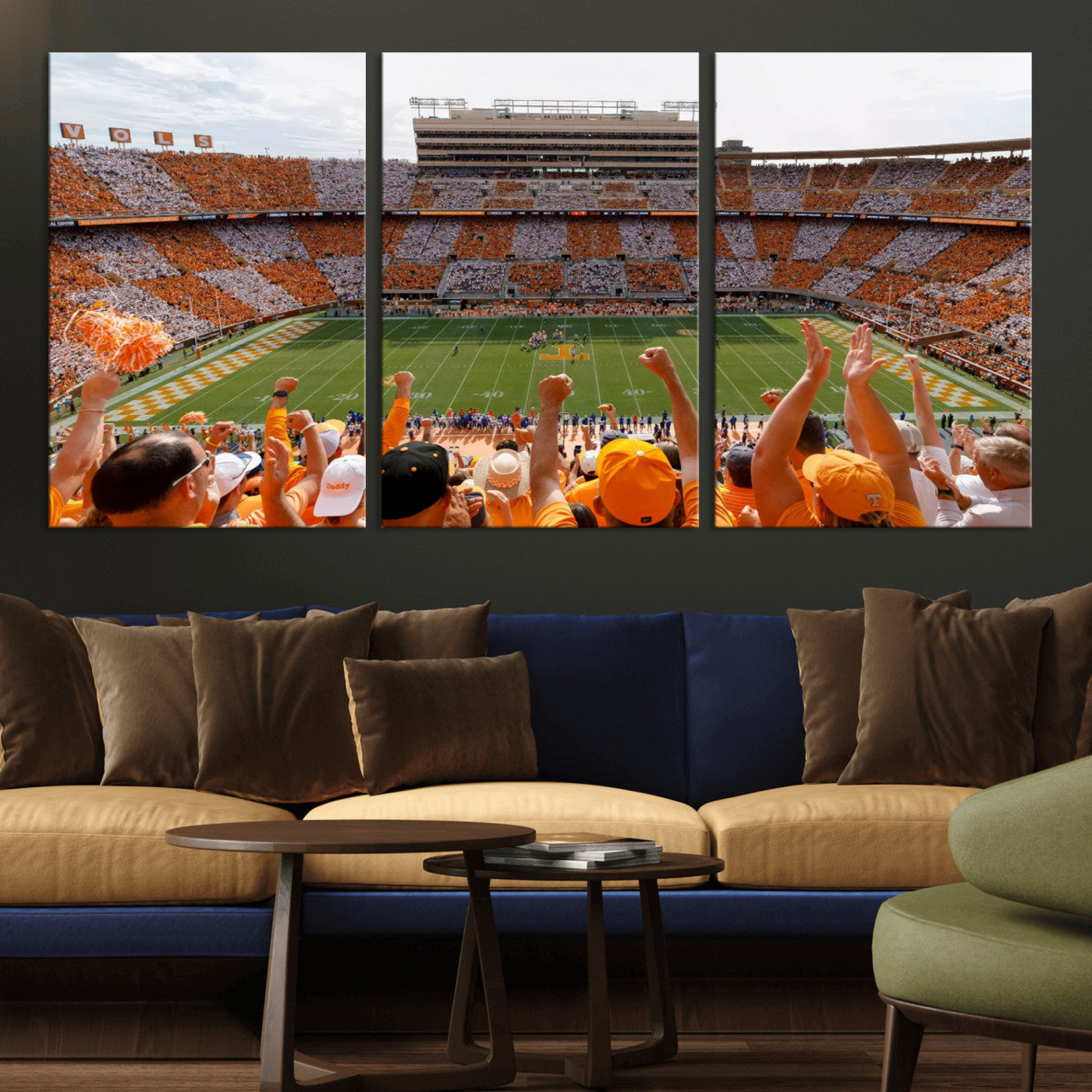 76011417-MGV-CV-60X30-3P - Tennessee Neyland Stadium Wall Art, Sports Arena Canvas Print, Panoramic Stadium Artwork for Home, Office