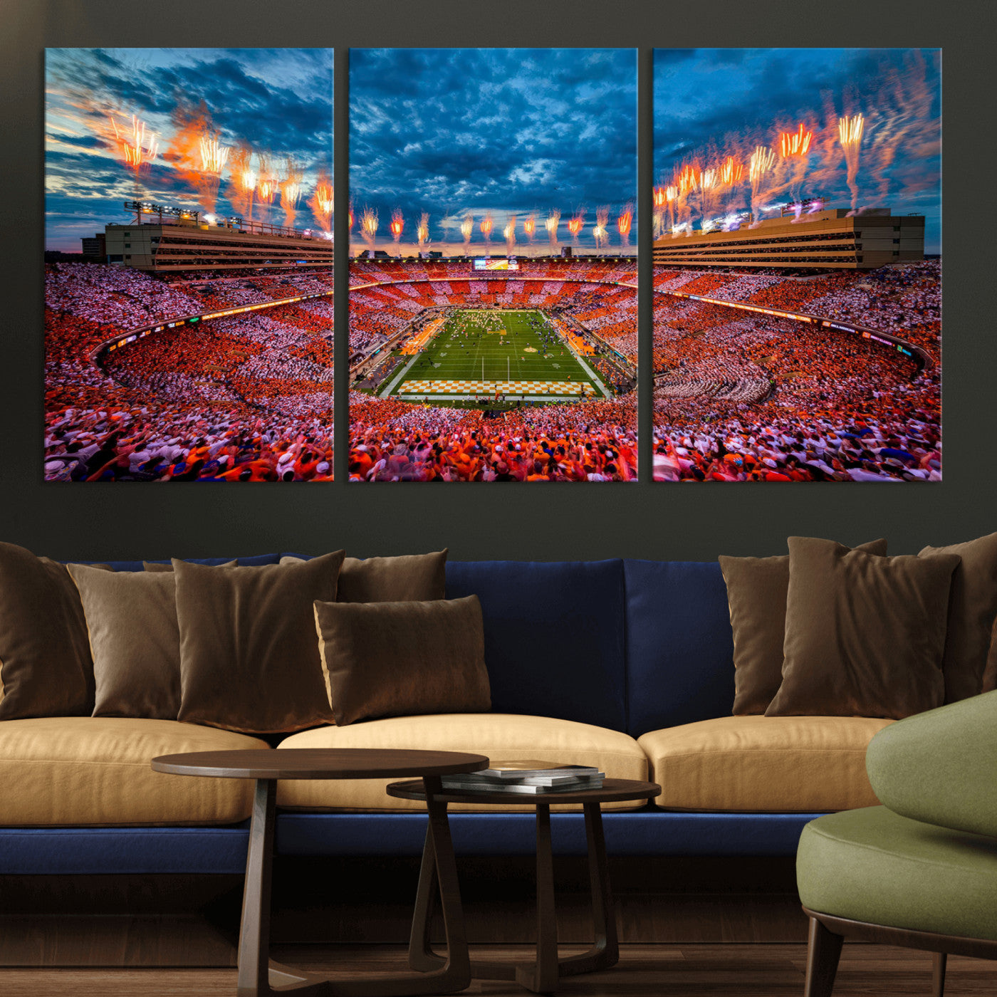94266219-MGV-CV-36X24-Tennessee Neyland Stadium Wall Art, Sports Arena Canvas Print, Panoramic Stadium Artwork for Home, Office