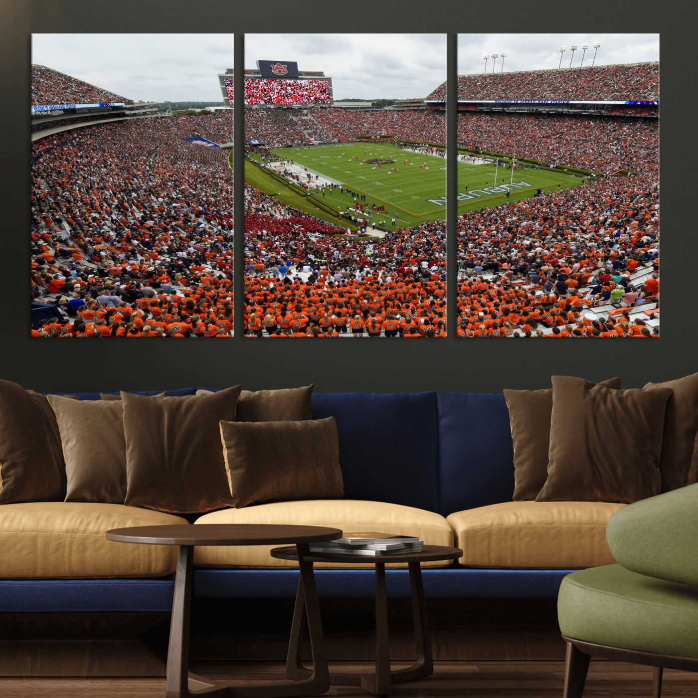 39597998-MGV-CV-36X24-Jordan-Hare Stadium Wall Art Canvas Print, College Sports Art for Man Cave or Game Room, Framed Alabama Football Decor