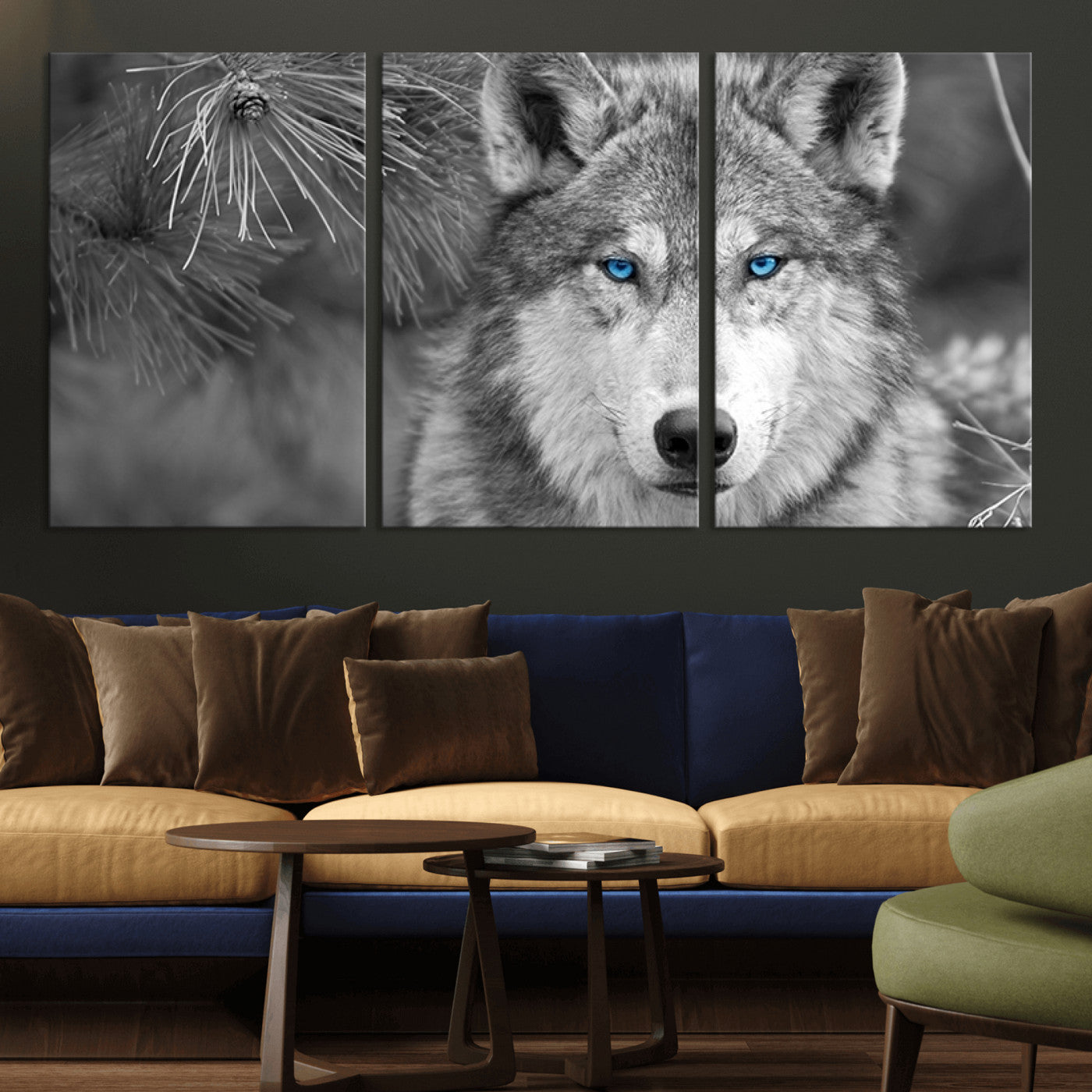 -Wild Wolf Blue Eye Wall Art Canvas Print