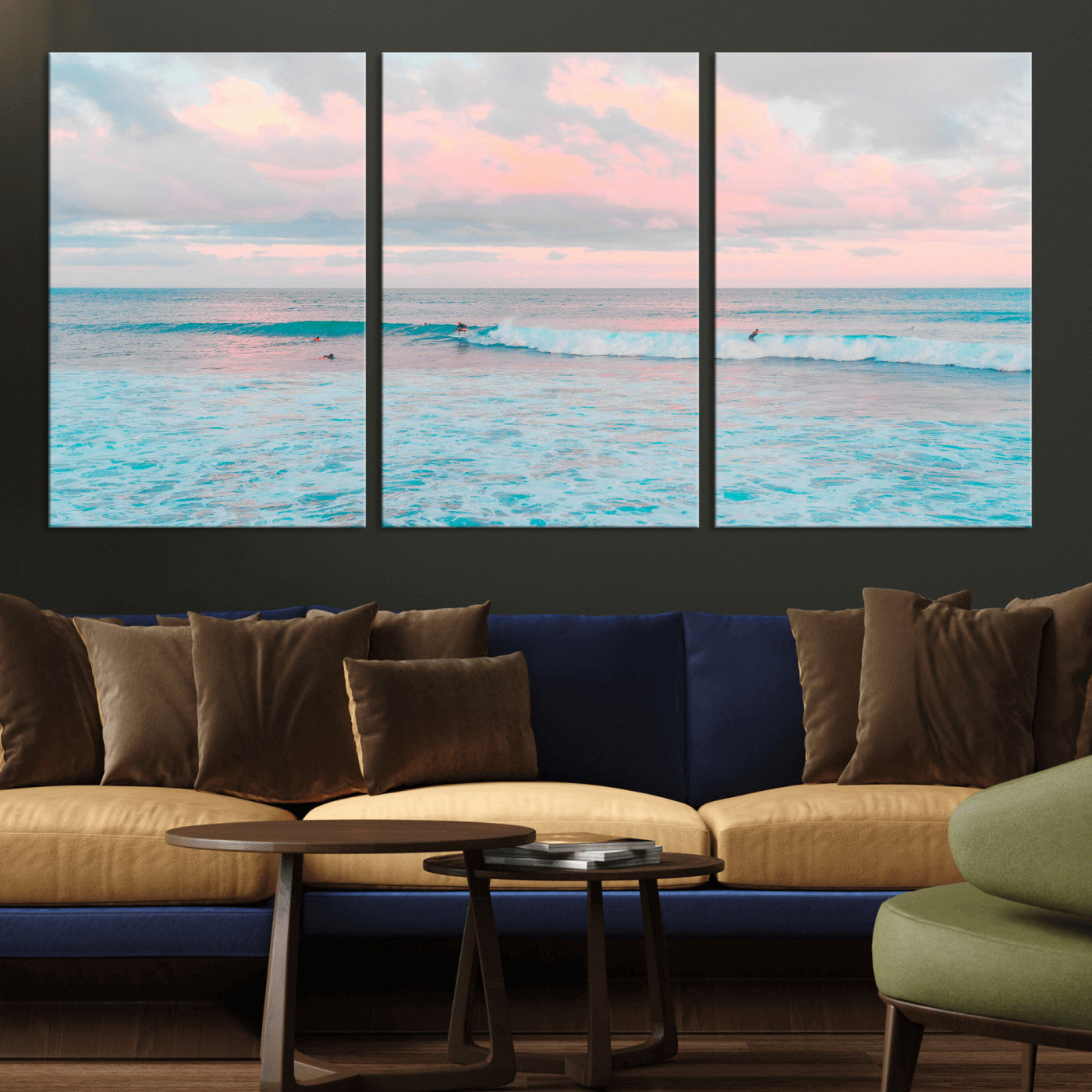 73216461-MGV-CV-36X24 - Ocean Wave Wall Art Canvas Print, Pastel Surf Seascape Photography, Coastal Beach Wall Decor