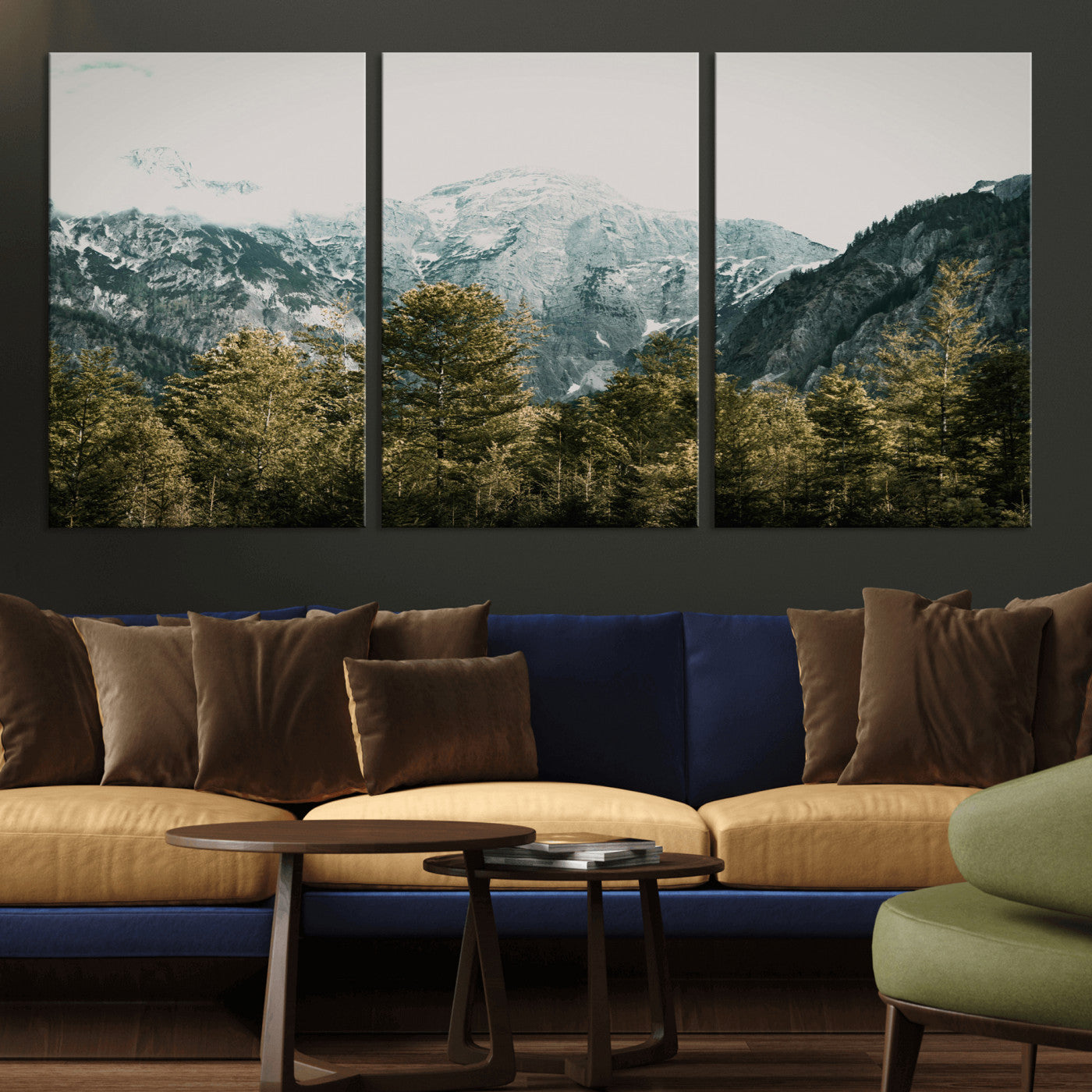 48479662-MGV-CV-36X24 - Mountain Forest Wall Art Canvas Print, Alpine Landscape Nature Photography, Moody Wilderness Wall Decor