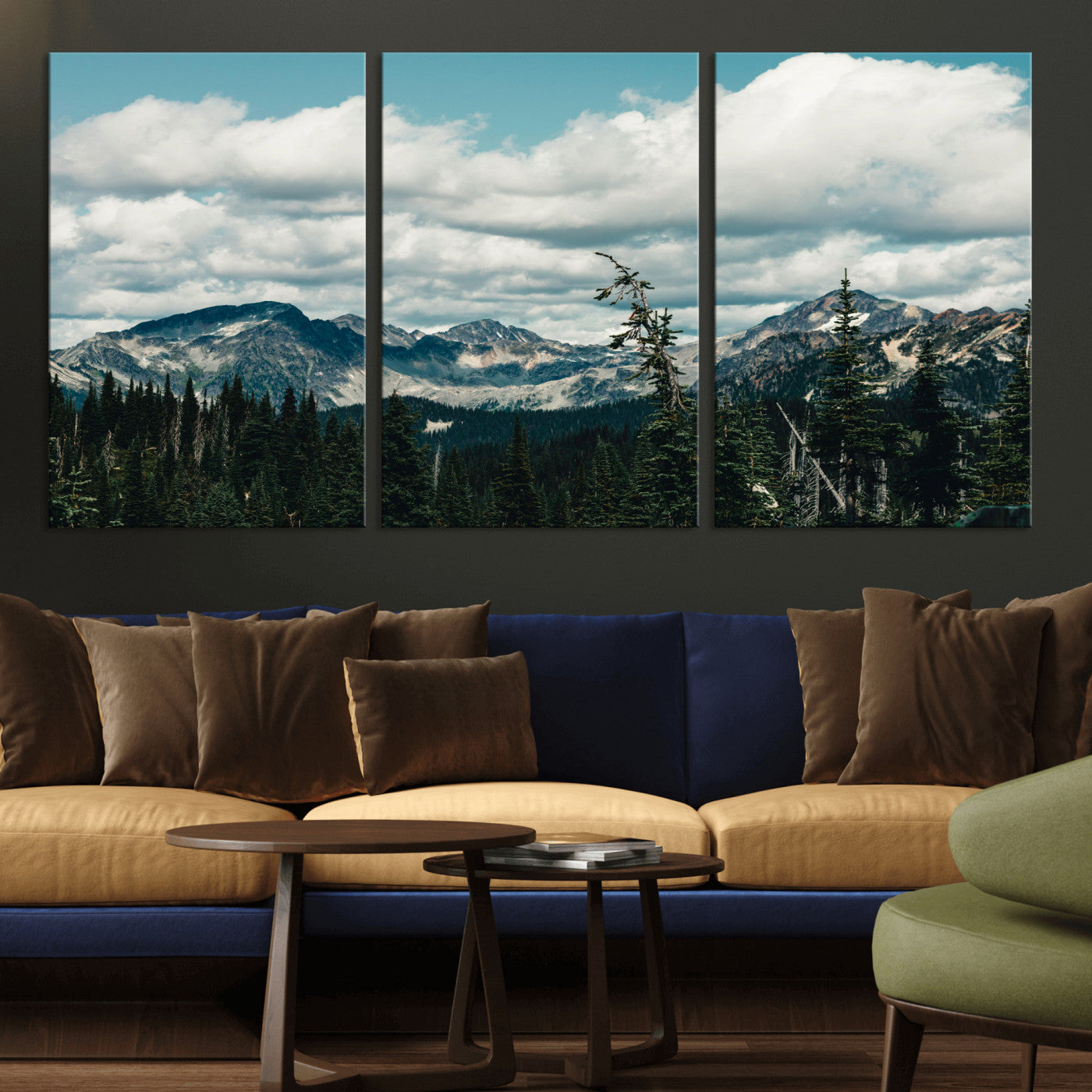 30416773-MGV-CV-36X24 - Mountain Forest Wall Art Canvas Print, Alpine Pine Tree Landscape Photography, Scenic Wilderness Mountain View, Nature Wall Decor