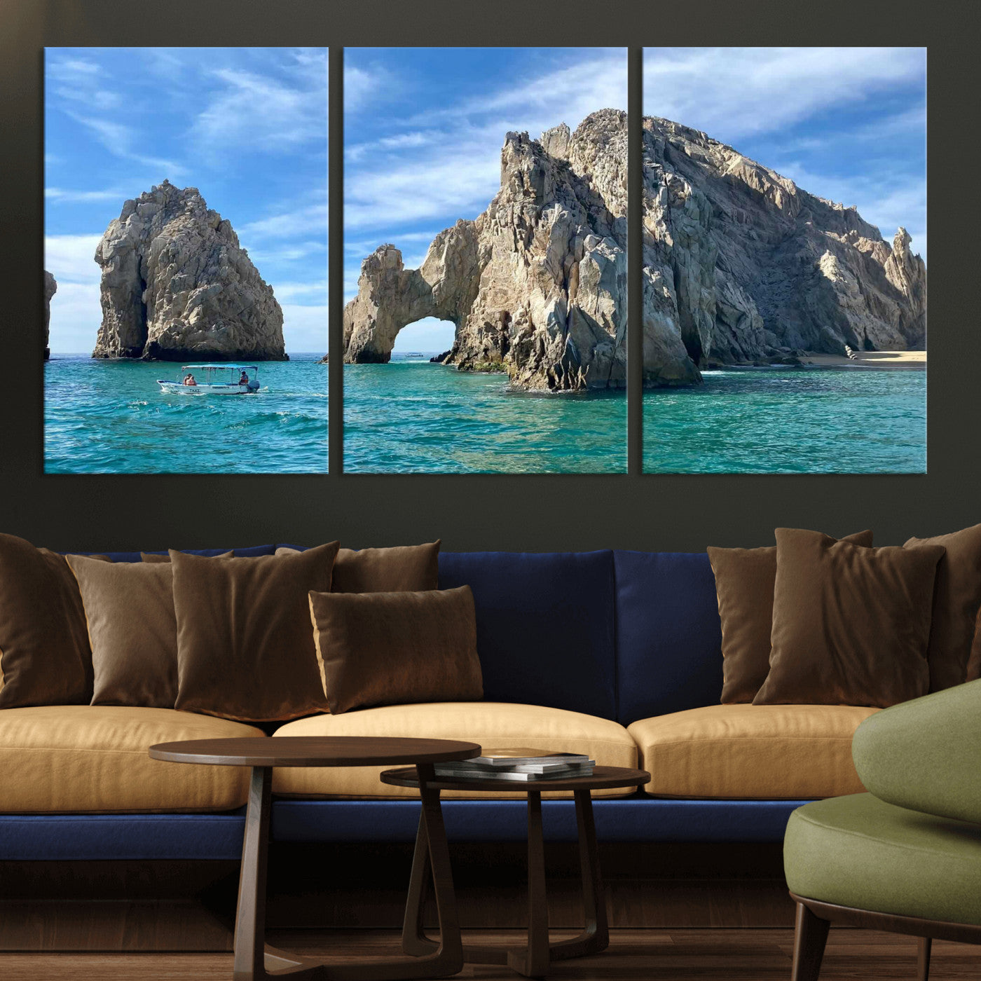 20946478-MGV-CV-36X24 - El Arco Cabo San Lucas Ocean Arch Wall Art Canvas Print, Baja California Rock Arch Seascape Canvas Print, Mexico Coastal Landmark Scenic Art Printing