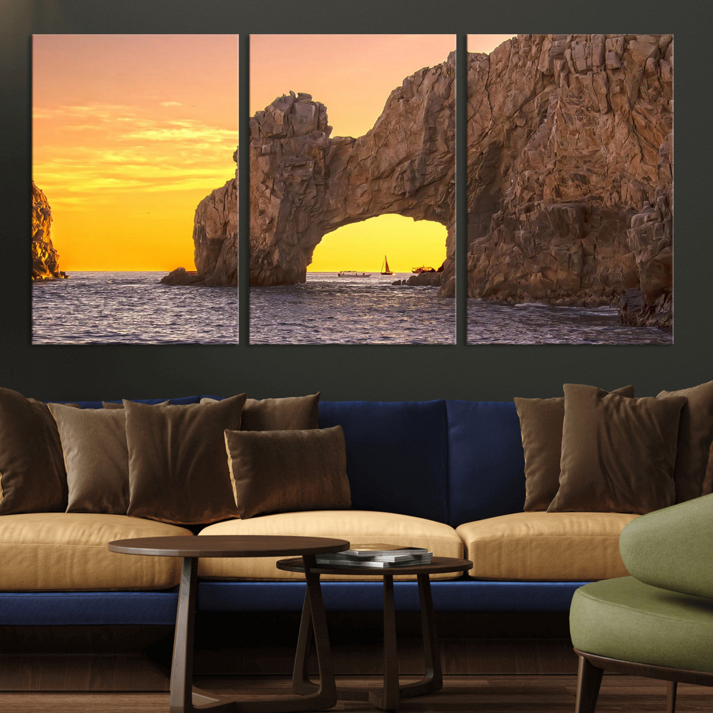 66414515-MGV-CV-36X24 - El Arco Cabo San Lucas Ocean Arch Wall Art Canvas Print, Baja California Rock Arch Seascape Canvas Print, Mexico Coastal Landmark Scenic Art Printing