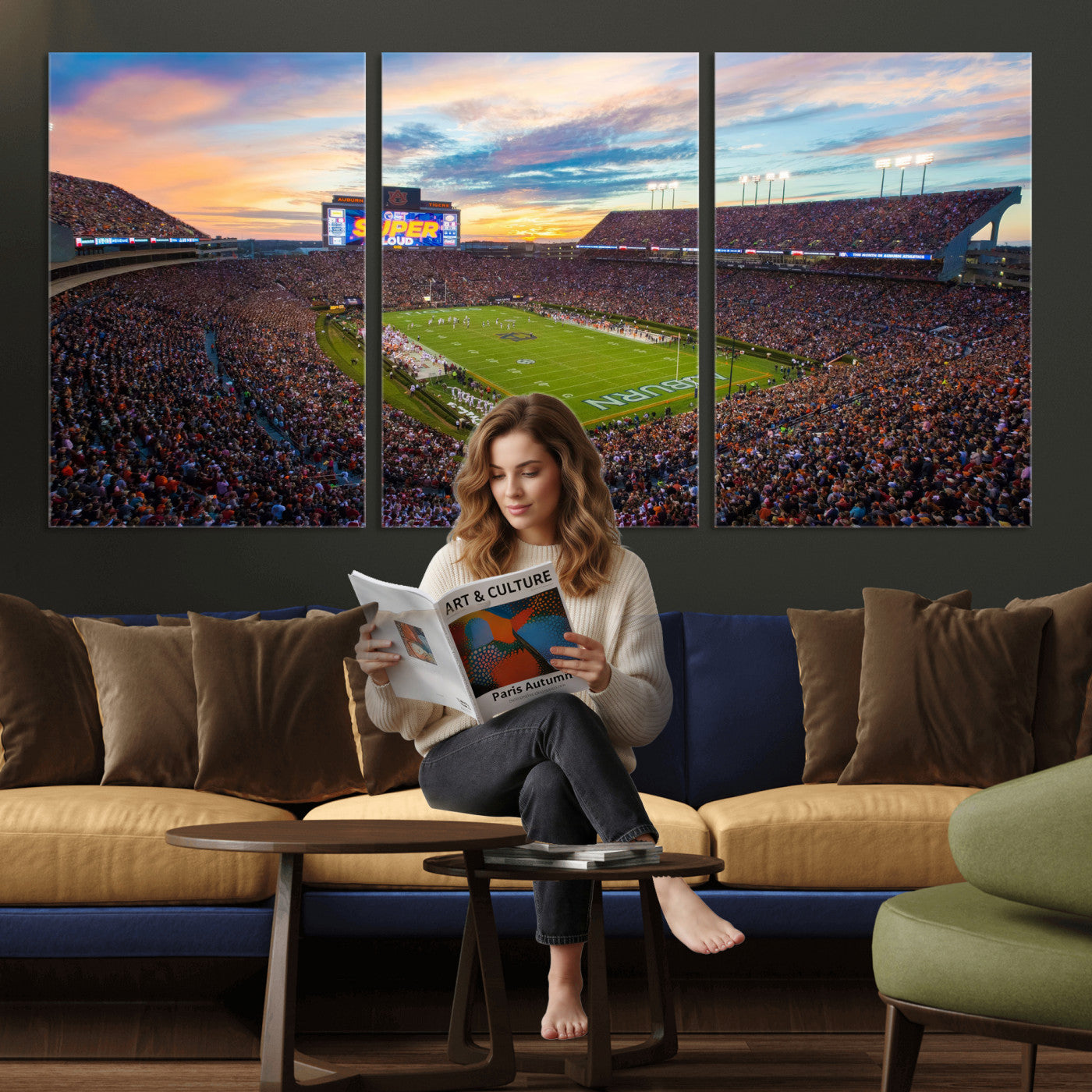 75203764-MGV-CV-36X24 - Jordan-Hare Stadium Auburn Tigers Football Stadium Canvas Wall Art