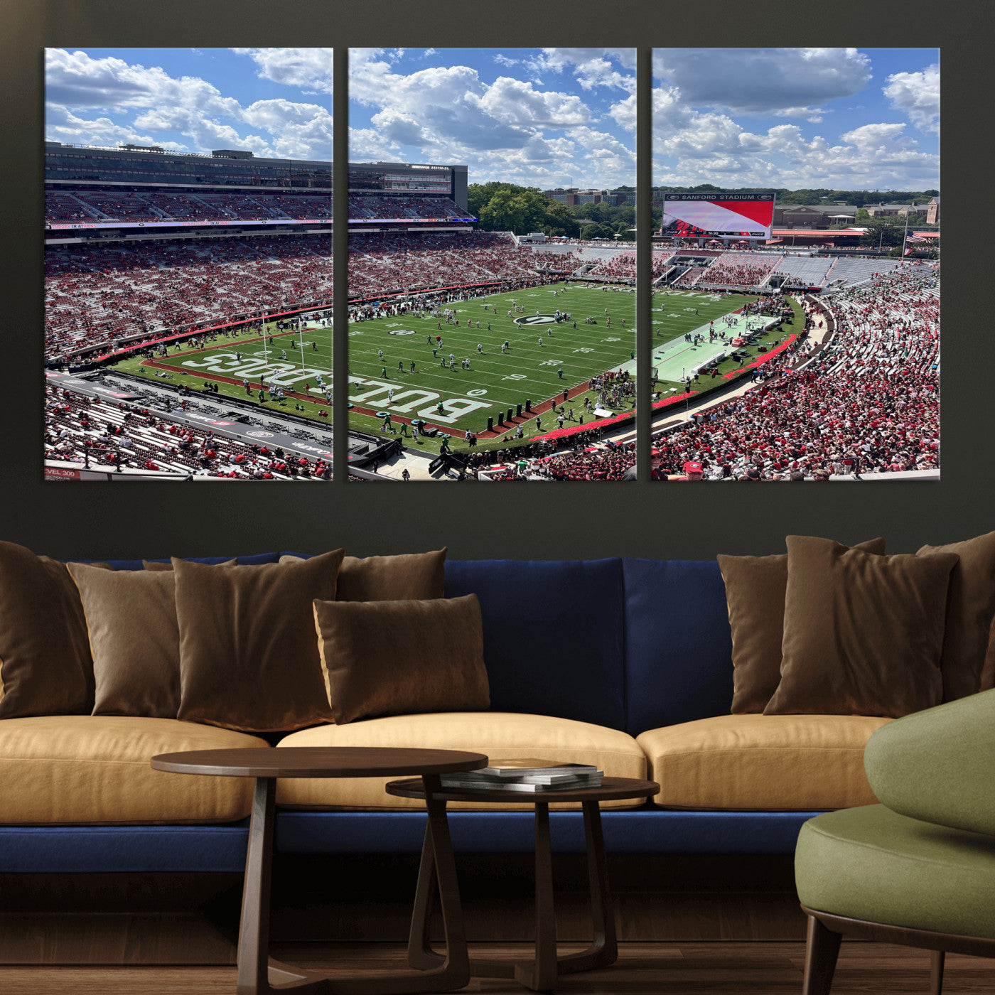 10665453-MGV-CV-36X24 - Georgia Bulldogs Stadium Wall Art Canvas Print, Sanford Stadium Football Field Panorama, College Football Game Day Wall Decor