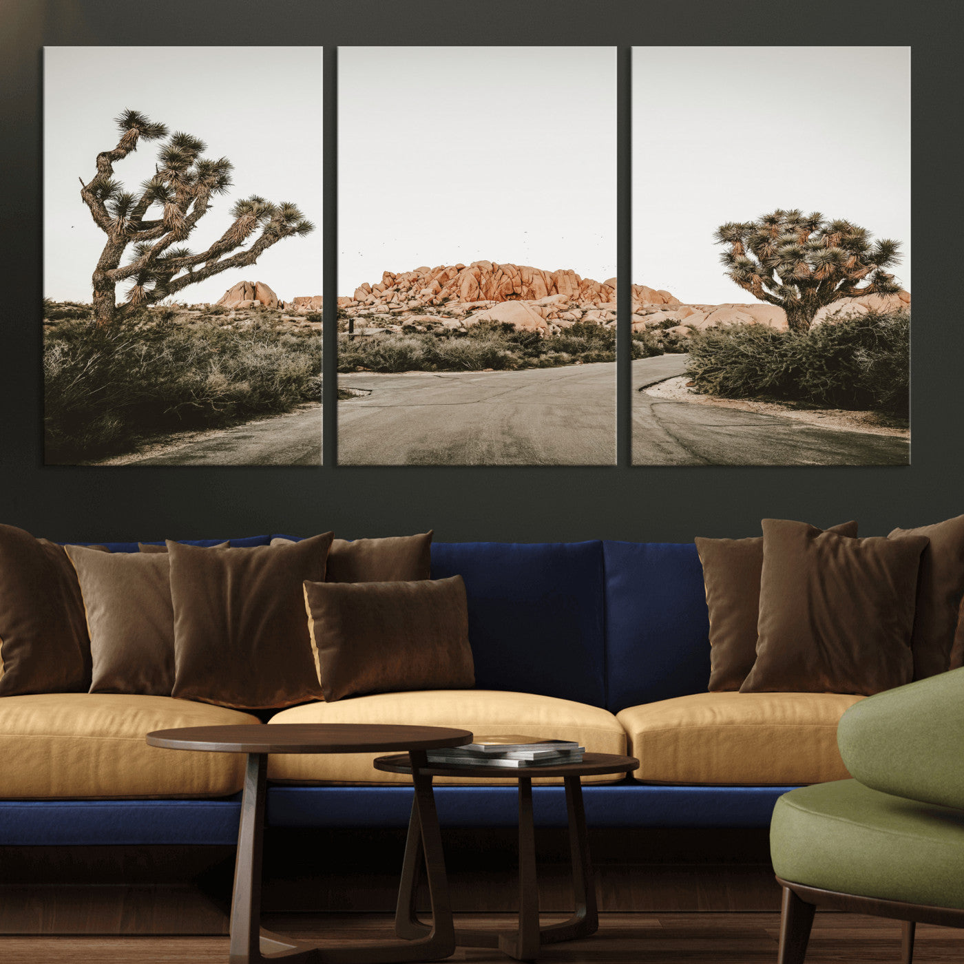 97248544-MGV-CV-36X24 - Joshua Tree Desert Wall Art Canvas Print, Minimal Southwestern Landscape Nature Wall Decor for Modern and Boho Interiors