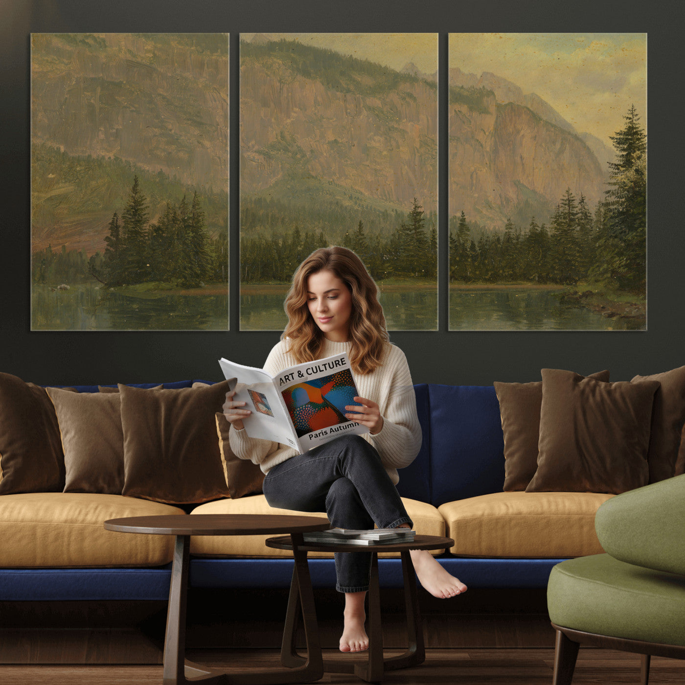 76844524-MGV-CV-36X24 - Frederic Edwin Church Hintersee Canvas Print, Hudson River School Mountain Lake Painting 1868, American Romantic Landscape, Vintage Nature Wall Art