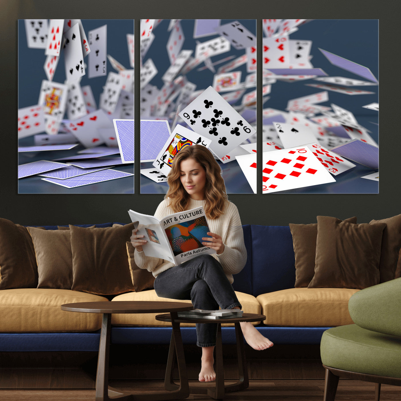 66392185-MGV-CV-36X24 - Playing Cards Canvas Wall Art | Casino Game Room Decor, Poker Decor Art