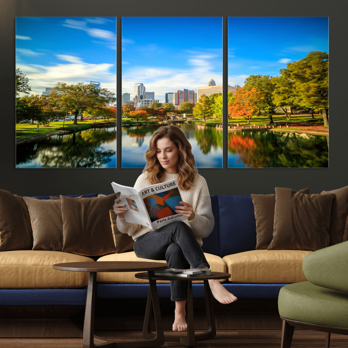 83254720-MGV-CV-36X24 - Charlotte Skyline Canvas Wall Art Print – North Carolina Cityscape Photography Print