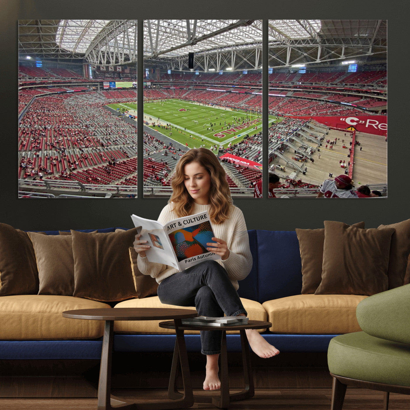 30579717-MGV-CV-36X24 - State Farm Stadium Canvas Wall Art, Arizona Cardinals Football Stadium Print, Glendale NFL Arena Panorama Artwork