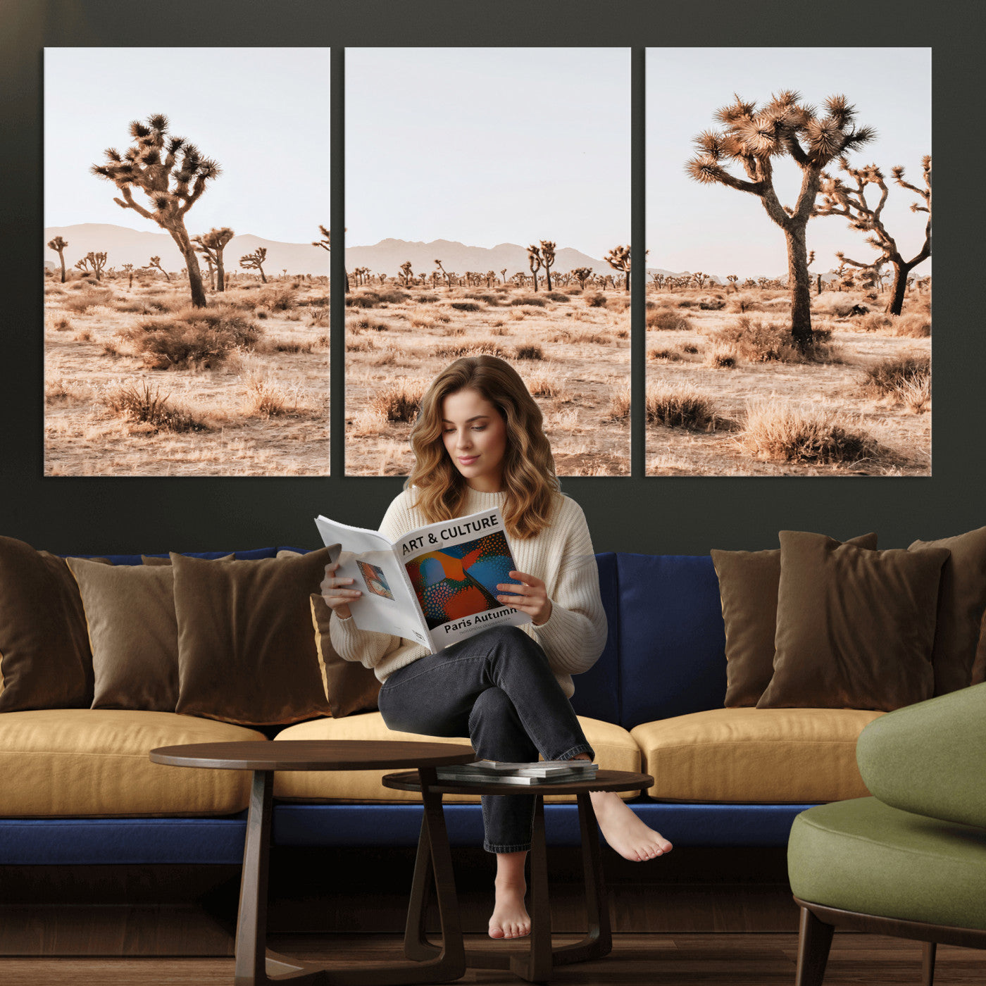 33549408-MGV-CV-36X24 - Joshua Tree Desert Canvas Wall Art Print, Desert Landscape Photography, Boho Southwest Wall Decor, Nature Canvas, Ready to Hang