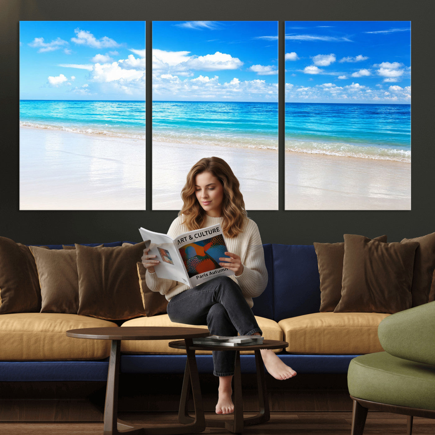 67491909-MGV-CV-36X24 - Tropical Beach Ocean Wall Art Canvas Print for Home Decor