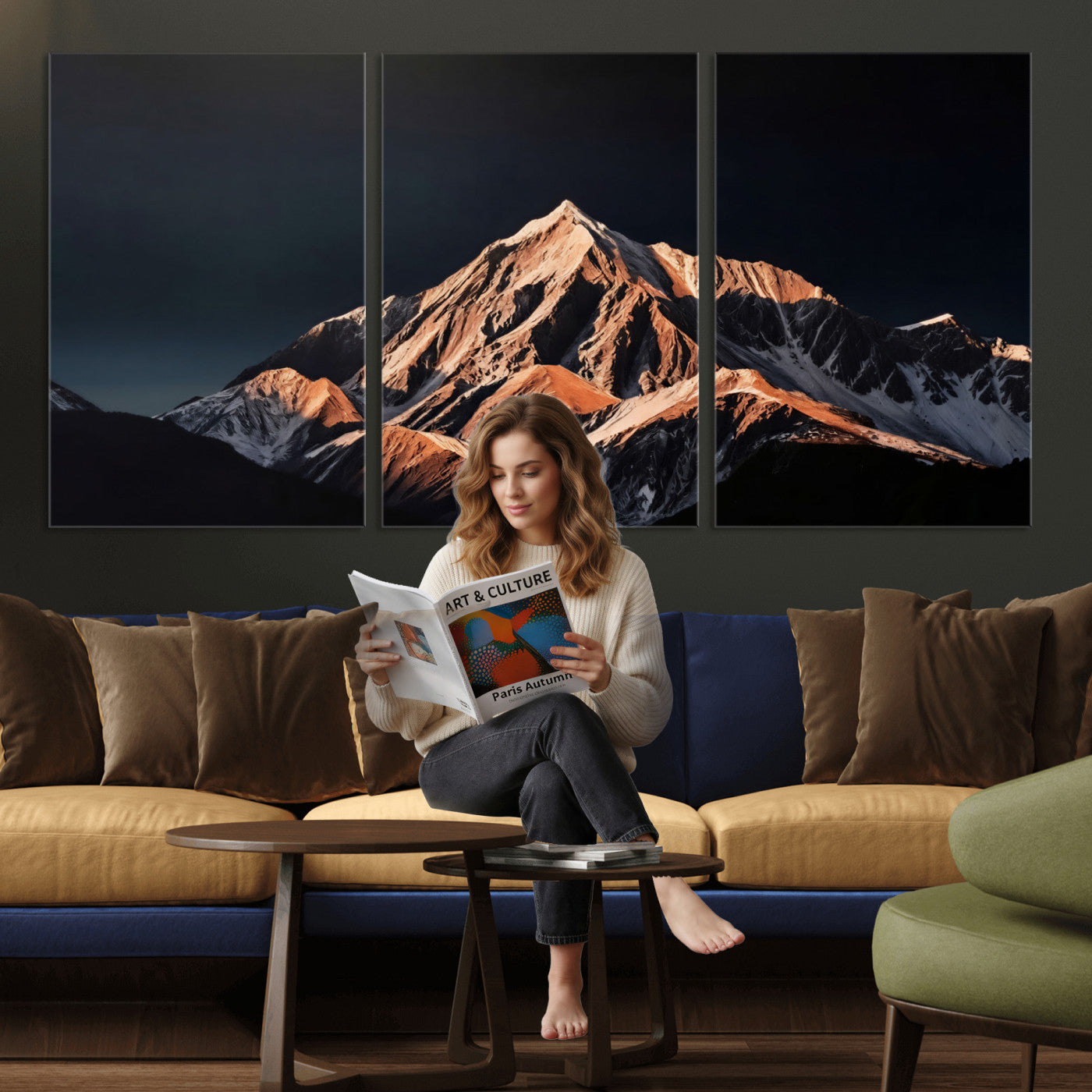 10196184-MGV-CV-36X24 - Snow Mountain Wall Art Canvas Print for Living Room Decor