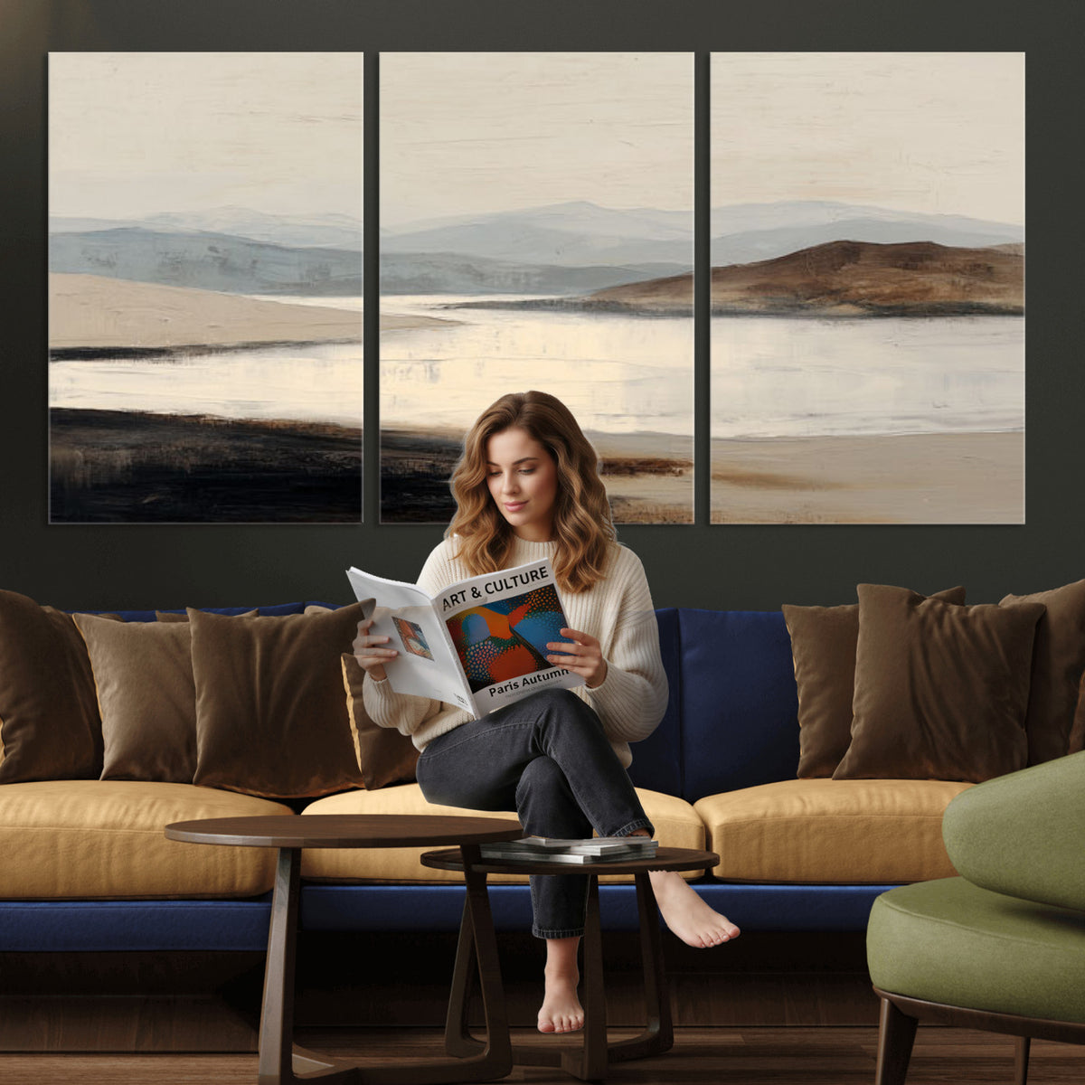 36873679-MGV-CV-36X24 - Modern Abstract Landscape Canvas Wall Art, Minimalist Nature Printing