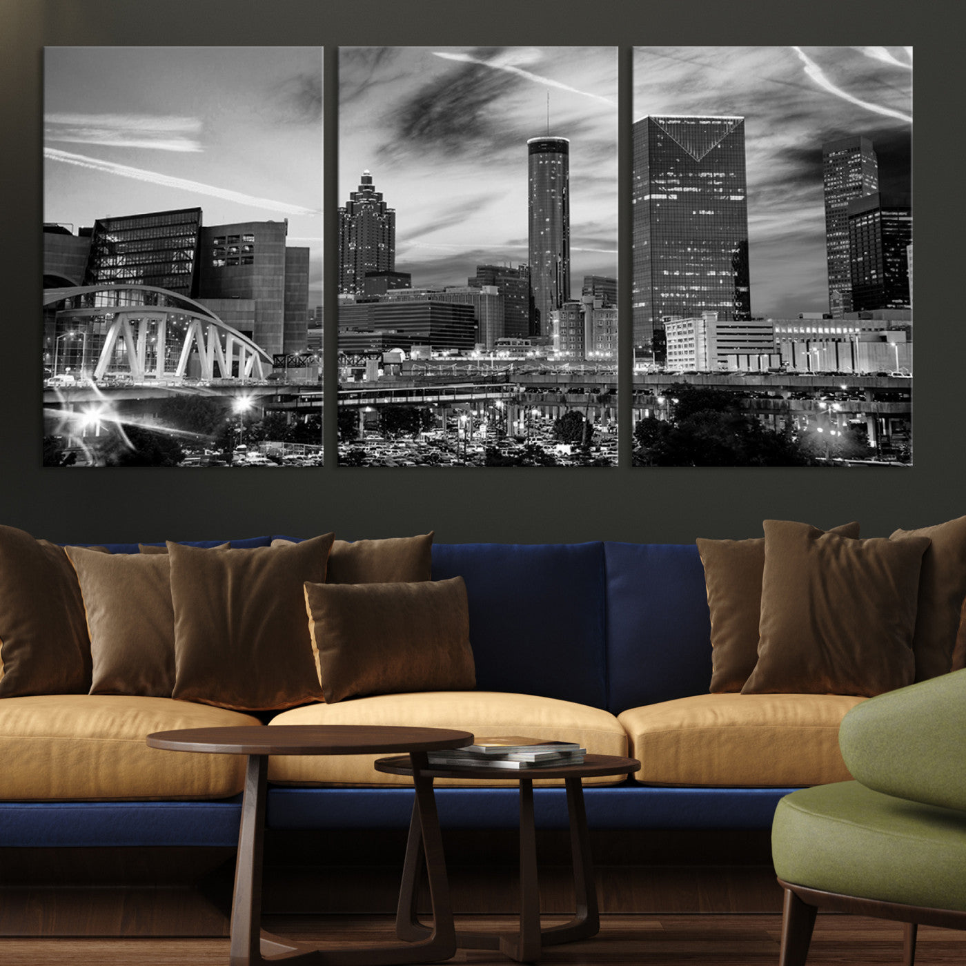 -Black and White Atlanta Wall Art Canvas Print
