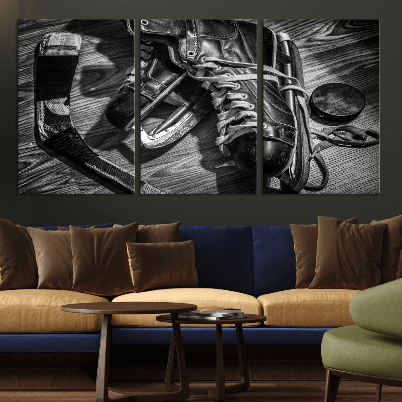 20553-MGV-CV-36X24-Old Pair of Mens Skates Wall Art Canvas, Men Skates Wall Art Print