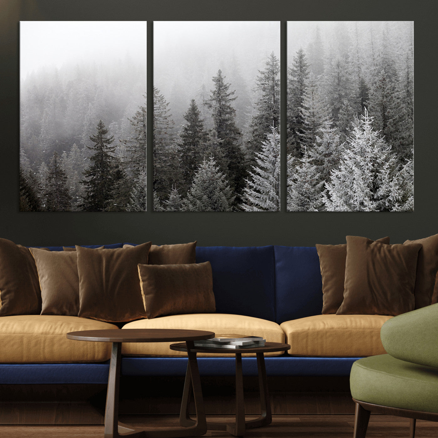 -Big Foggy Forest and Misty Trees Forest Wall Art Canvas Print