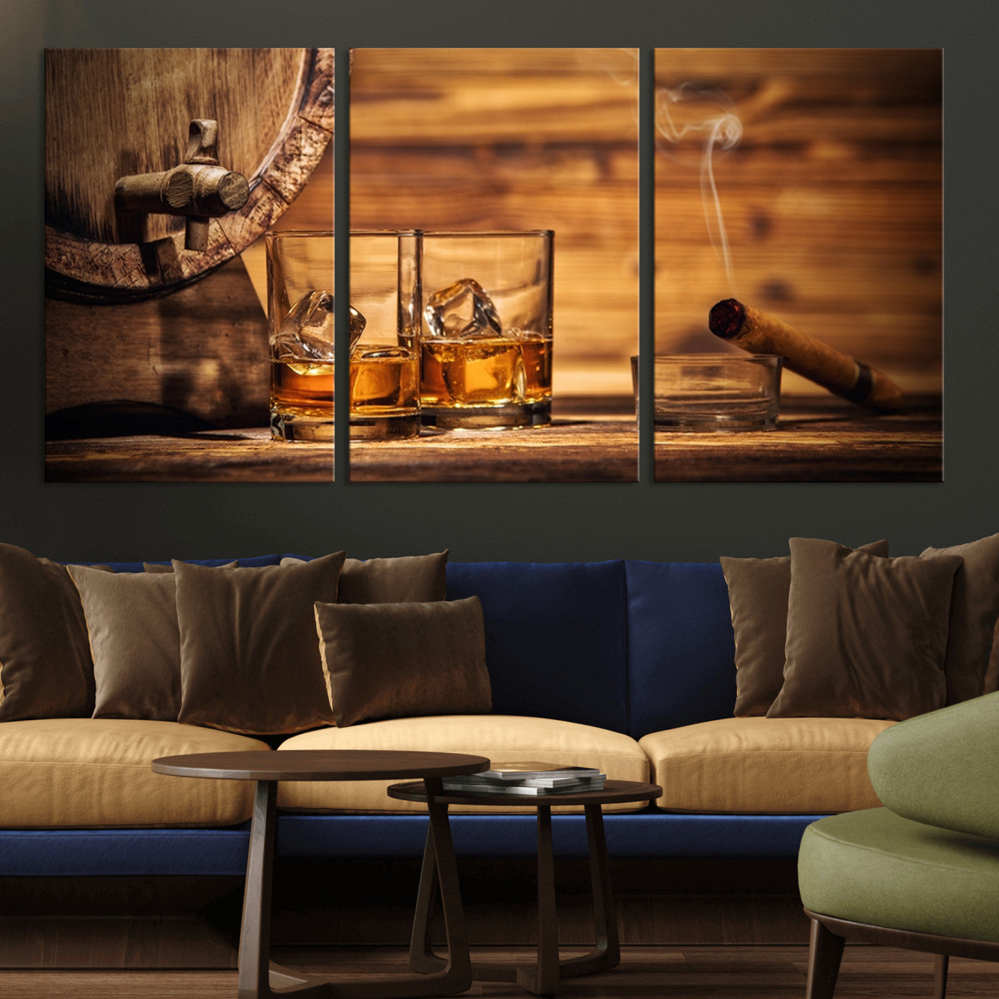 -Rustic Whiskey and Barrel Canvas Print