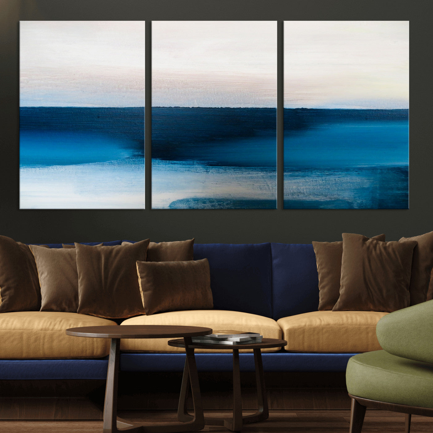 72452-MGV-CV-36X24-Dark Blue Abstract Wall Art Canvas Print