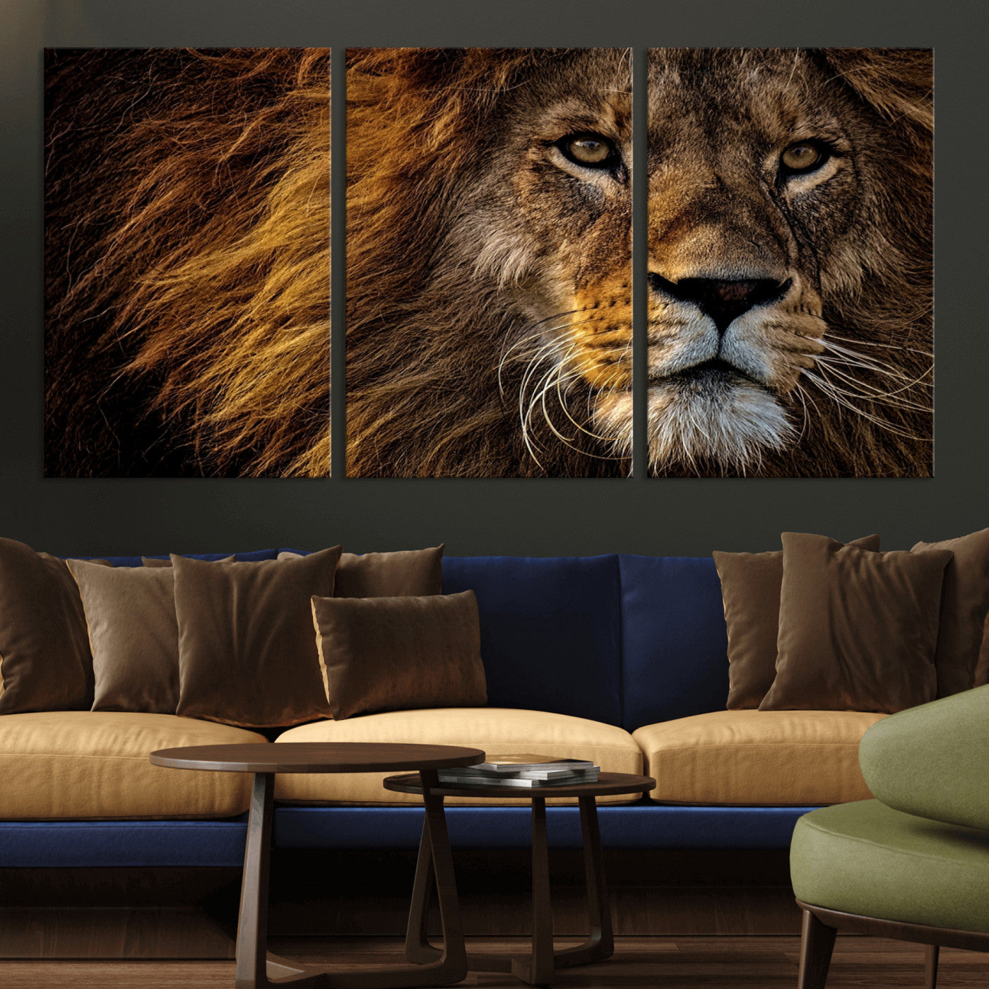 -Mighty Lion Wall Art Canvas Print – Majestic Animal Portrait Artwork for Home, Office, Living Room, Guest Room