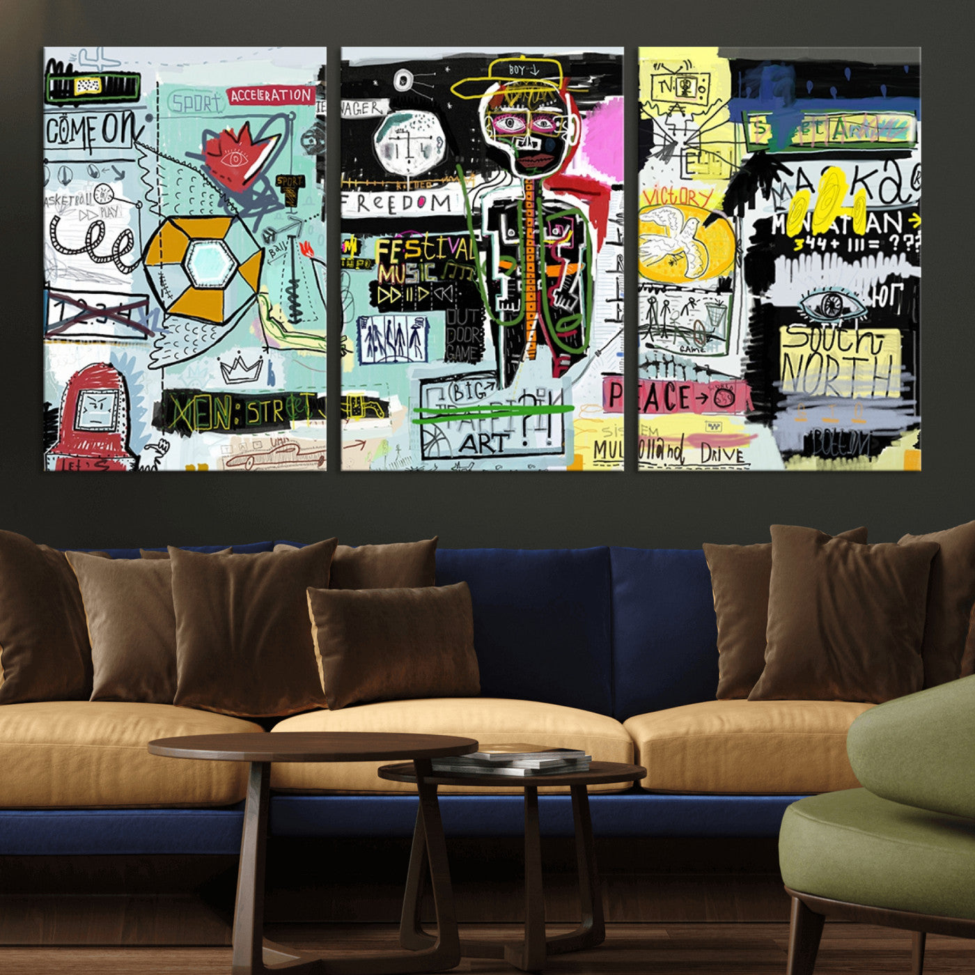 -Graffiti Wall Art – Colorful Urban Street Canvas Print, Modern Expressionist Painting for Living Room, Studio or Office, Bold Art Decor