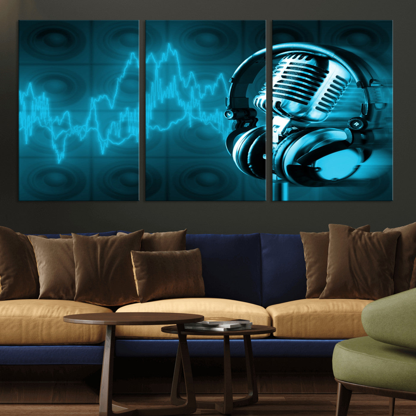 -Music and Microphone Wall Art Canvas Print