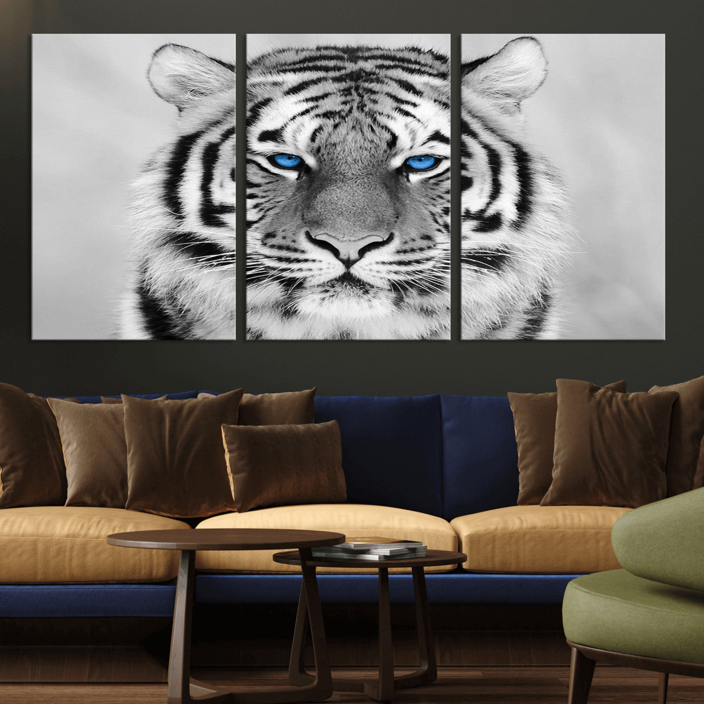 -Black and White Tiger Wall Art Animal Canvas Print