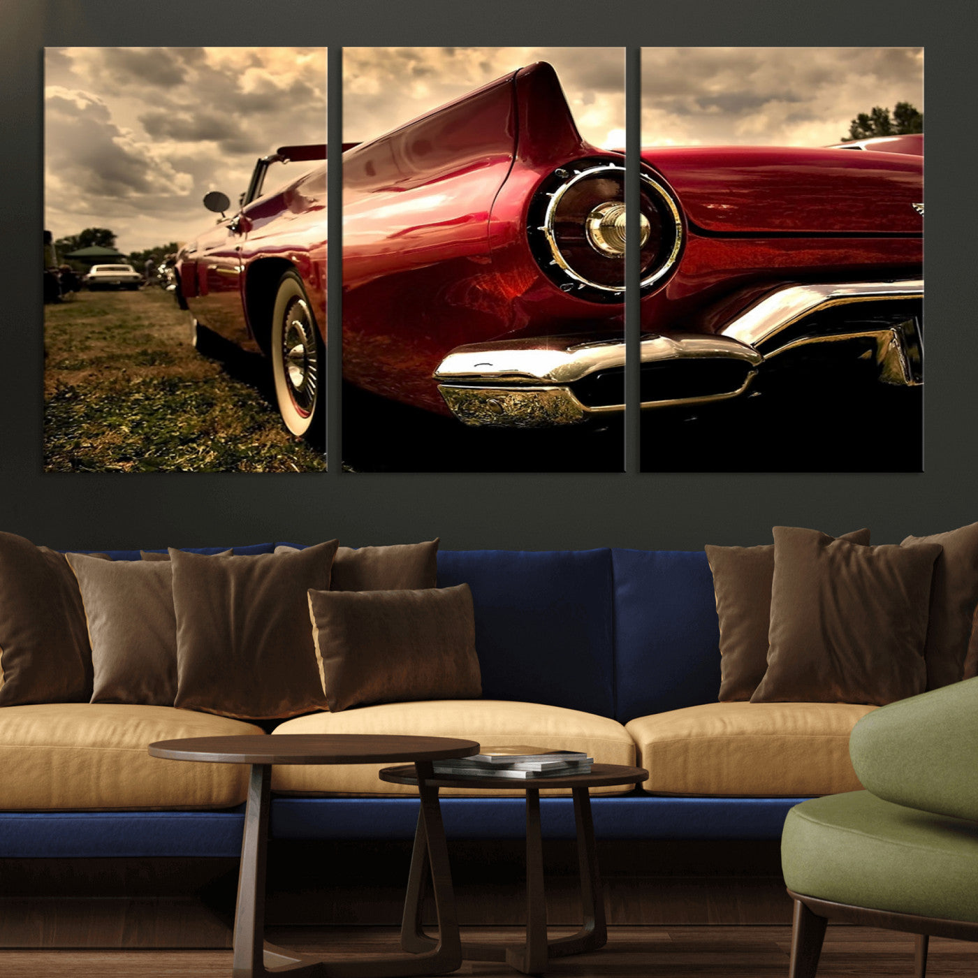 -Red Classic Car Wall Art Canvas Print