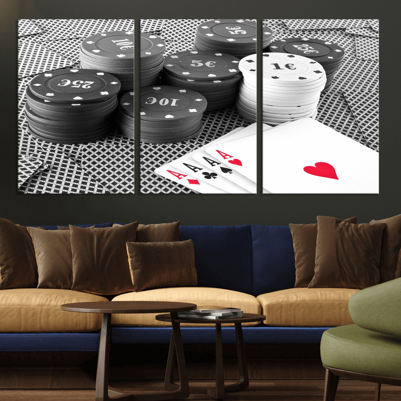 -Poker Game Cards Wall Art Canvas, Multi Panel Wall Art Canvas Print