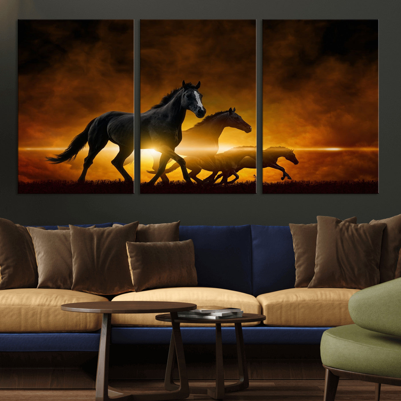 -Horse Wall Art Canvas Print, Multi Panel Animal Canvas Print