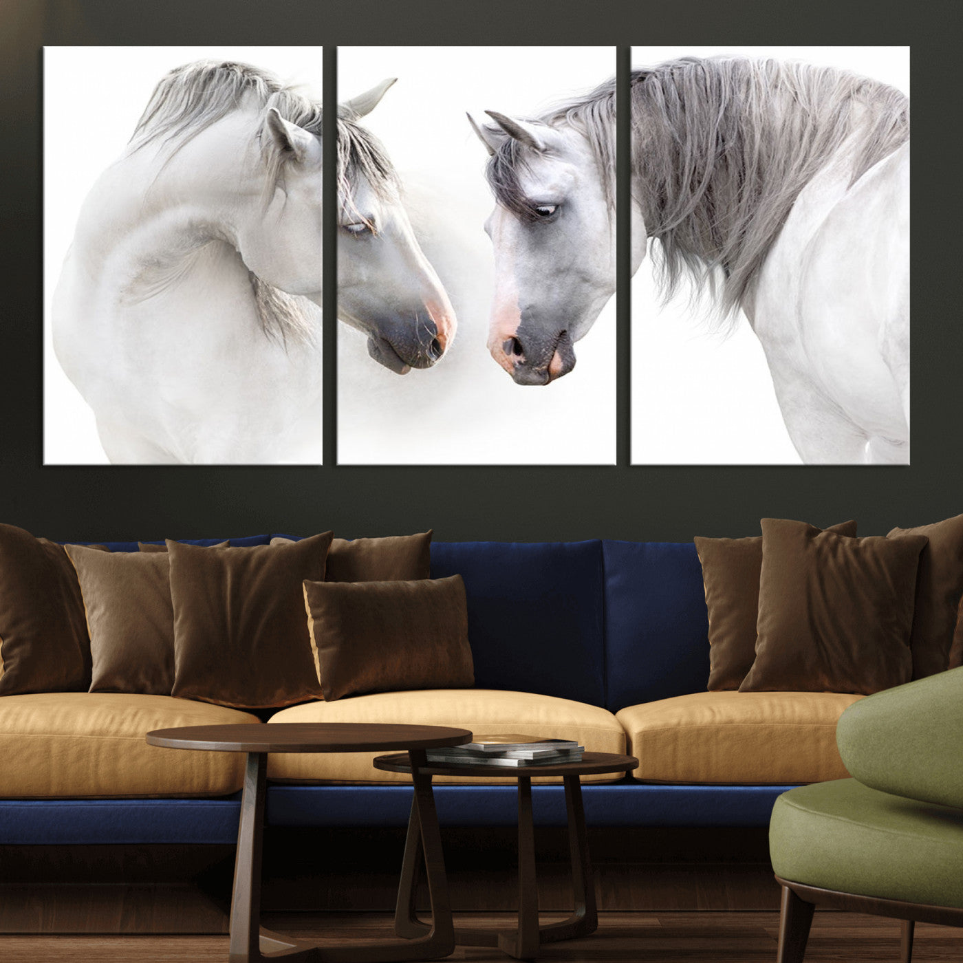 -White Horse Wall Art Animal Canvas Print