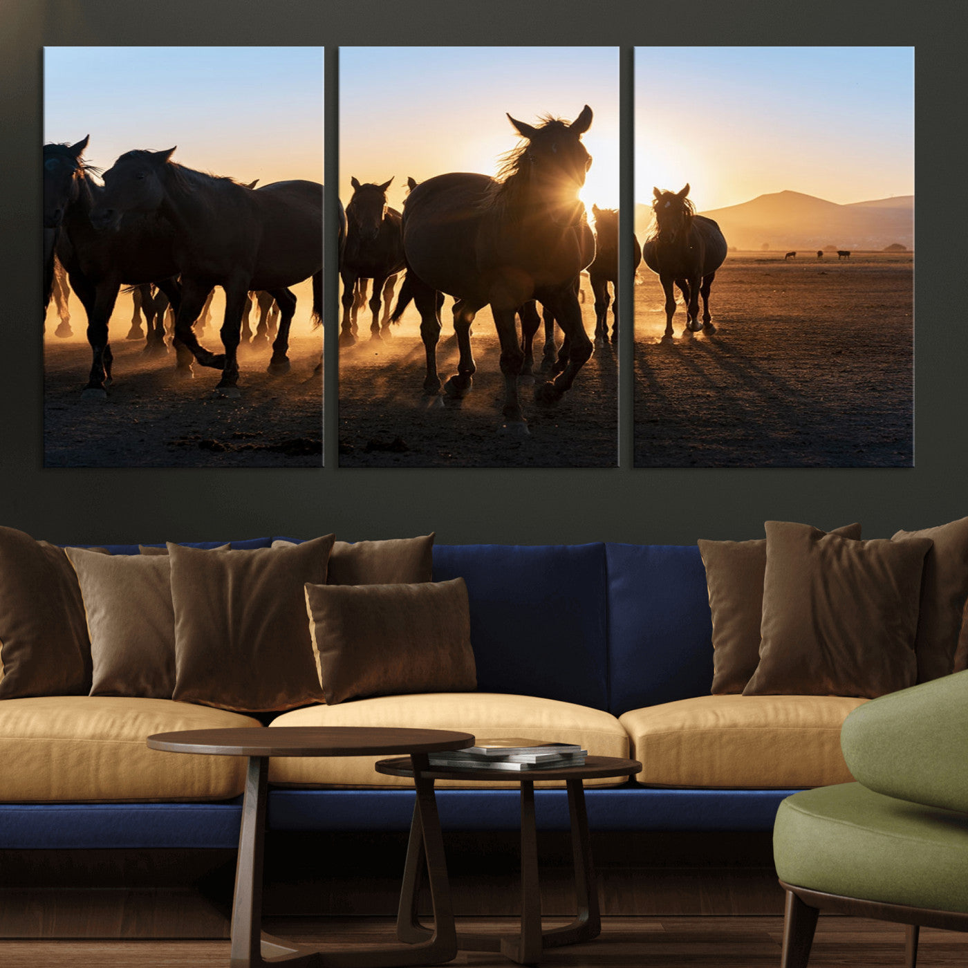 -Horse Herd Wall Art Animal Canvas Print
