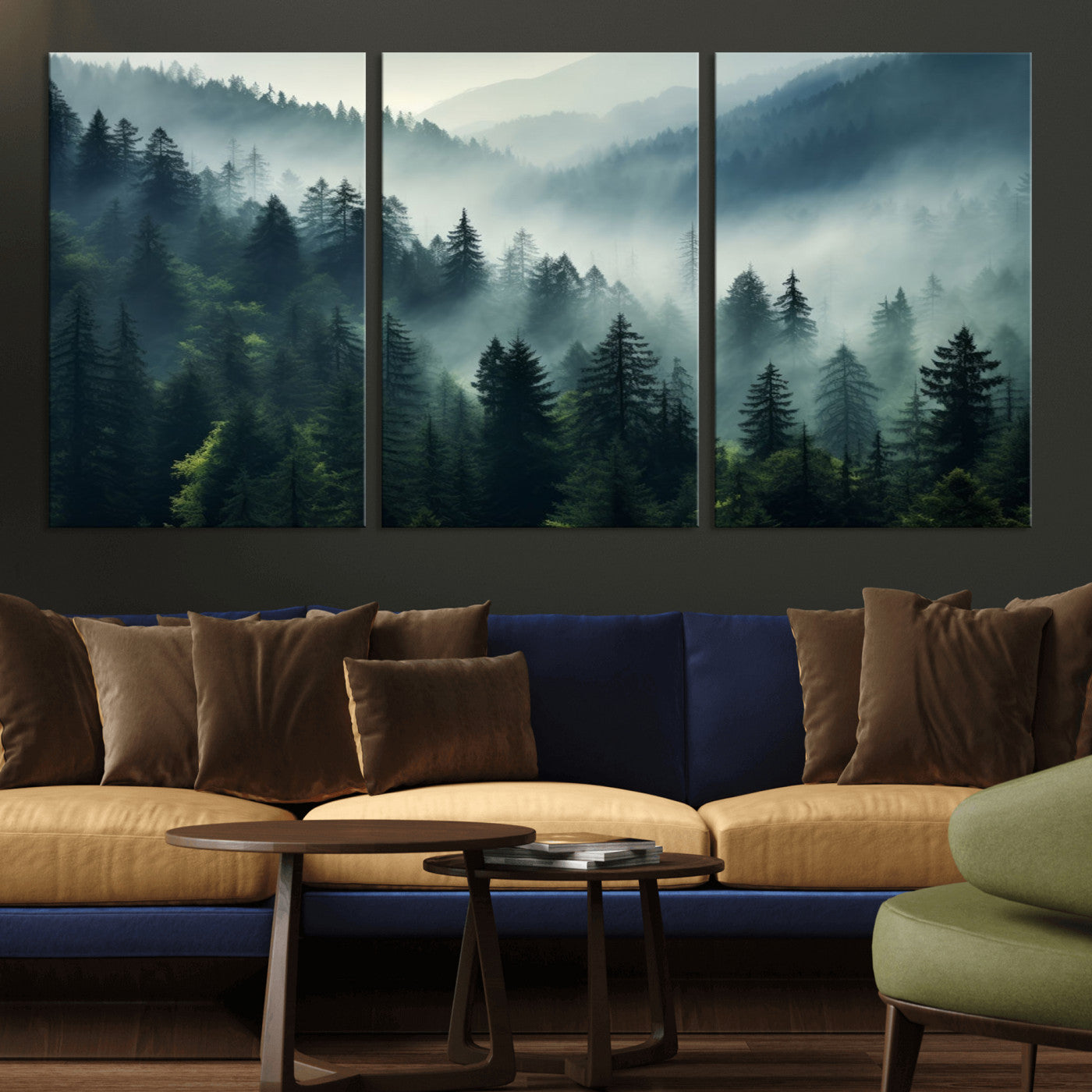 -Captivating Misty Forest Wall Art Premium Canvas Print a Foggy and Serene Atmosphere Art