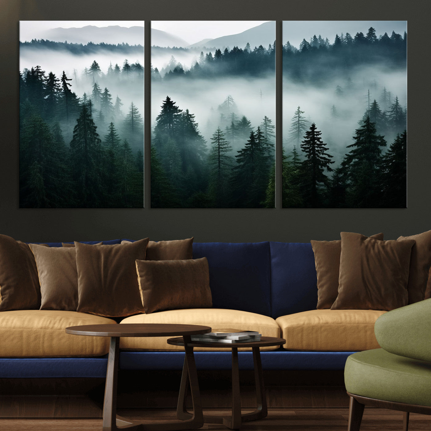 -Captivating Misty Forest Wall Art Canvas, Premium Canvas Print a Foggy and Serene Atmosphere