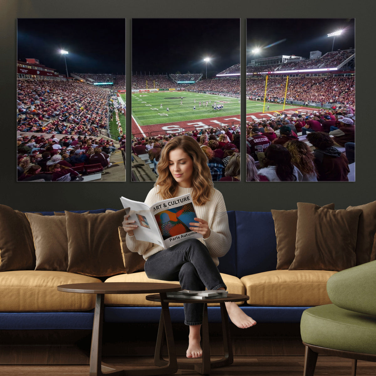 56191-MGV-CV-36X24 - Washington Grizzly Stadium American Football Wall Art Canvas Print, Sports Wall Art Print, Game Room Decor-1